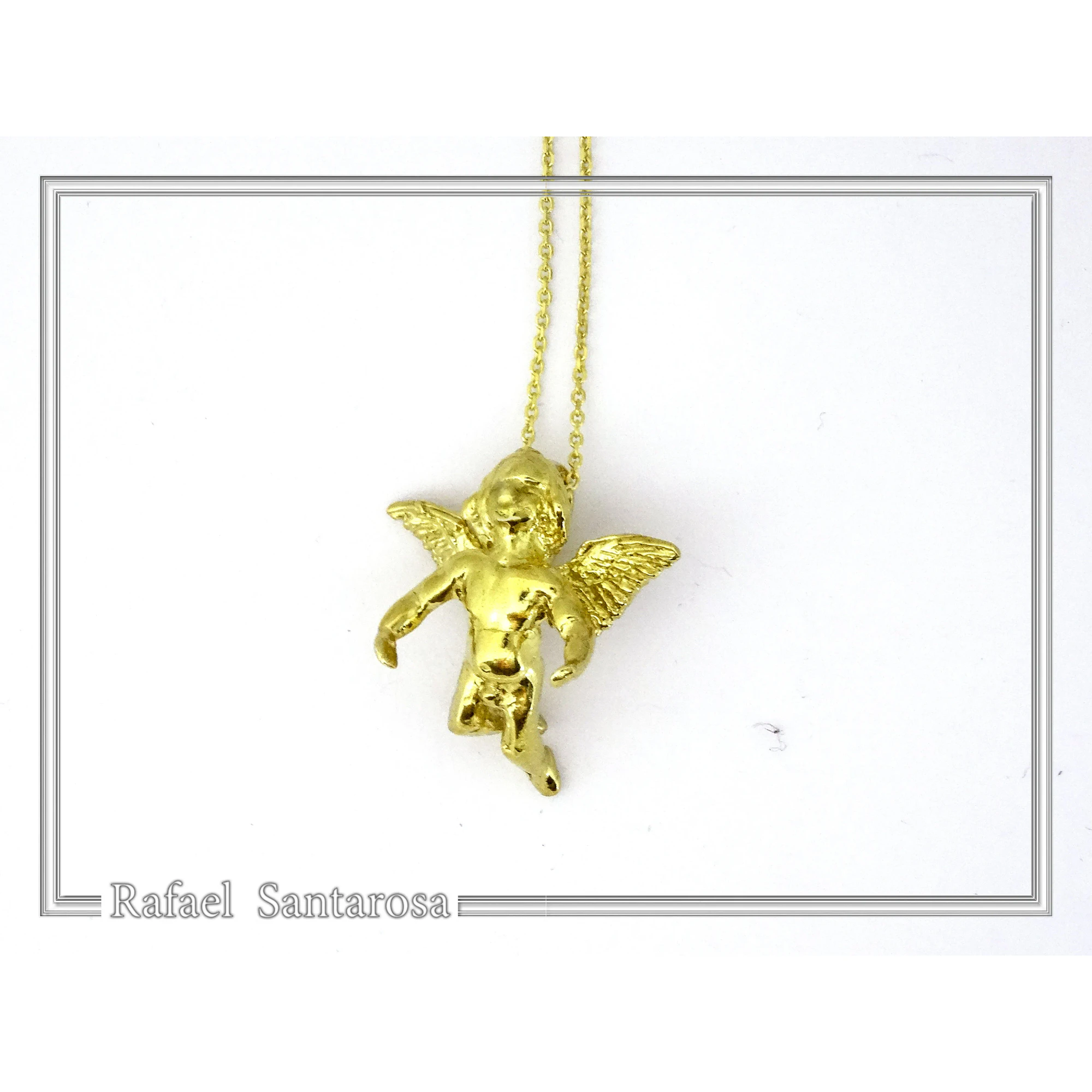Baby Cupid Angel Pendant Symbol of Love: Sterling Silver 18K Gold Filled Necklace — additional product image 5 from Rafael Santarosa Fine Jewelry