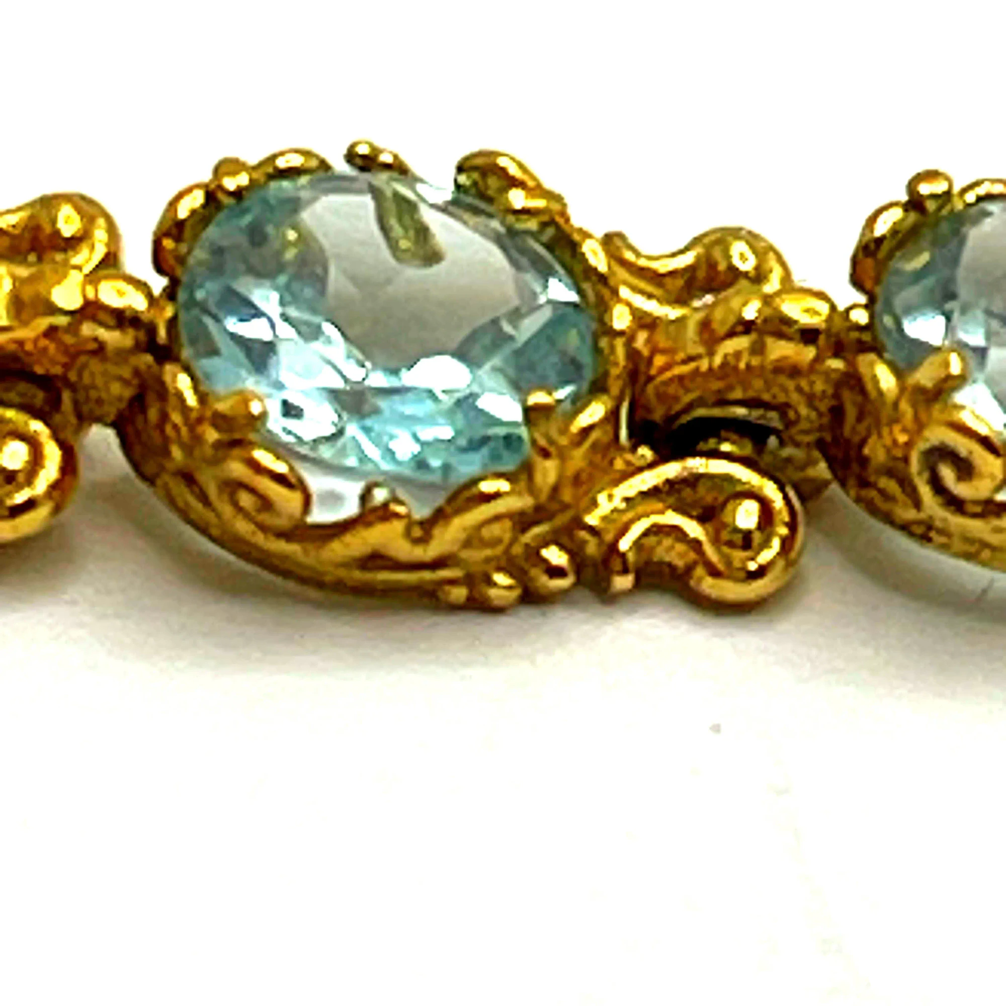 Genuine Brilliant cut Topaz Beaded Tennis Bracelet: 18K Solid Gold Byzantine Filigree Bracelet — additional product image 10 from Rafael Santarosa Fine Jewelry
