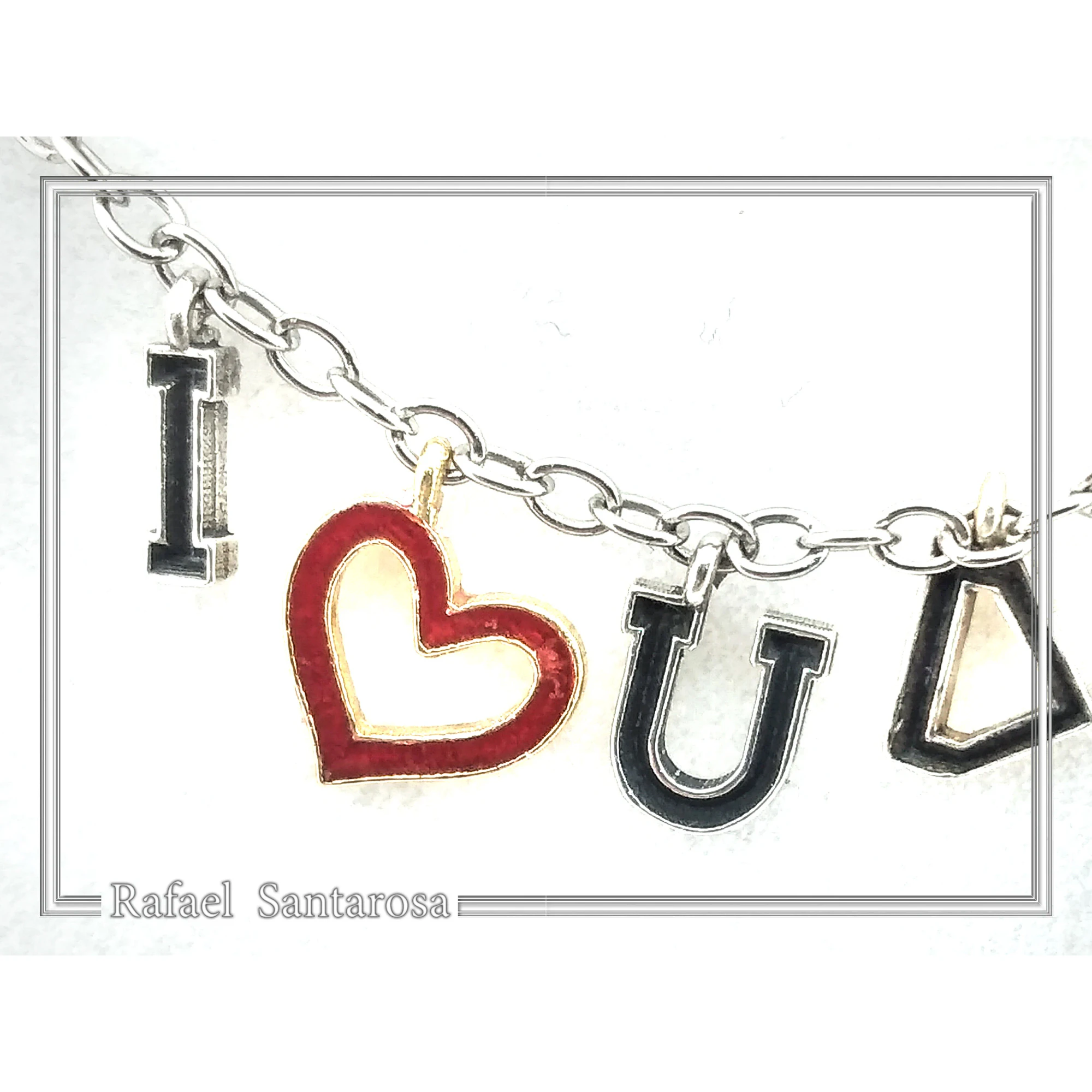 I LOVE U DAD Necklace: Red Enamel Heart, Sterling Silver, Gold Filled — additional product image 8 from Rafael Santarosa Fine Jewelry