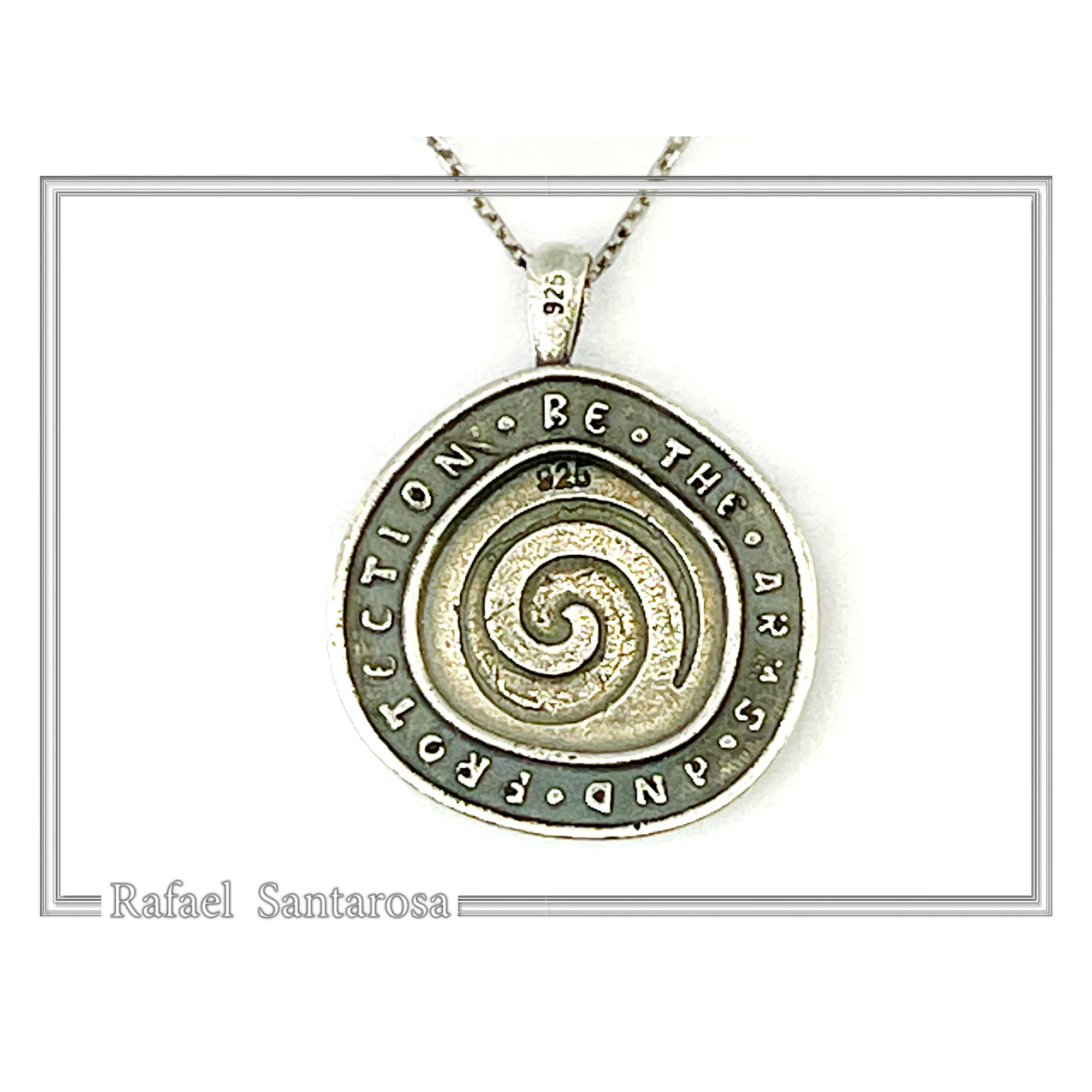 18k Gold Chi Ro Christogram on Oxidized Sterling Silver Pendant: Byzantine prayer inscription Talisman — additional product image 7 from Rafael Santarosa Fine Jewelry