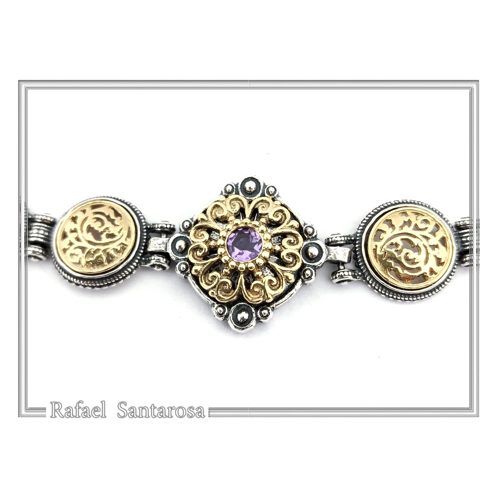 Natural Gemstone Byzantine Beaded Bracelet: Oxidized and 18K Gold Filled sterling Silver — additional product image 5 from Rafael Santarosa Fine Jewelry
