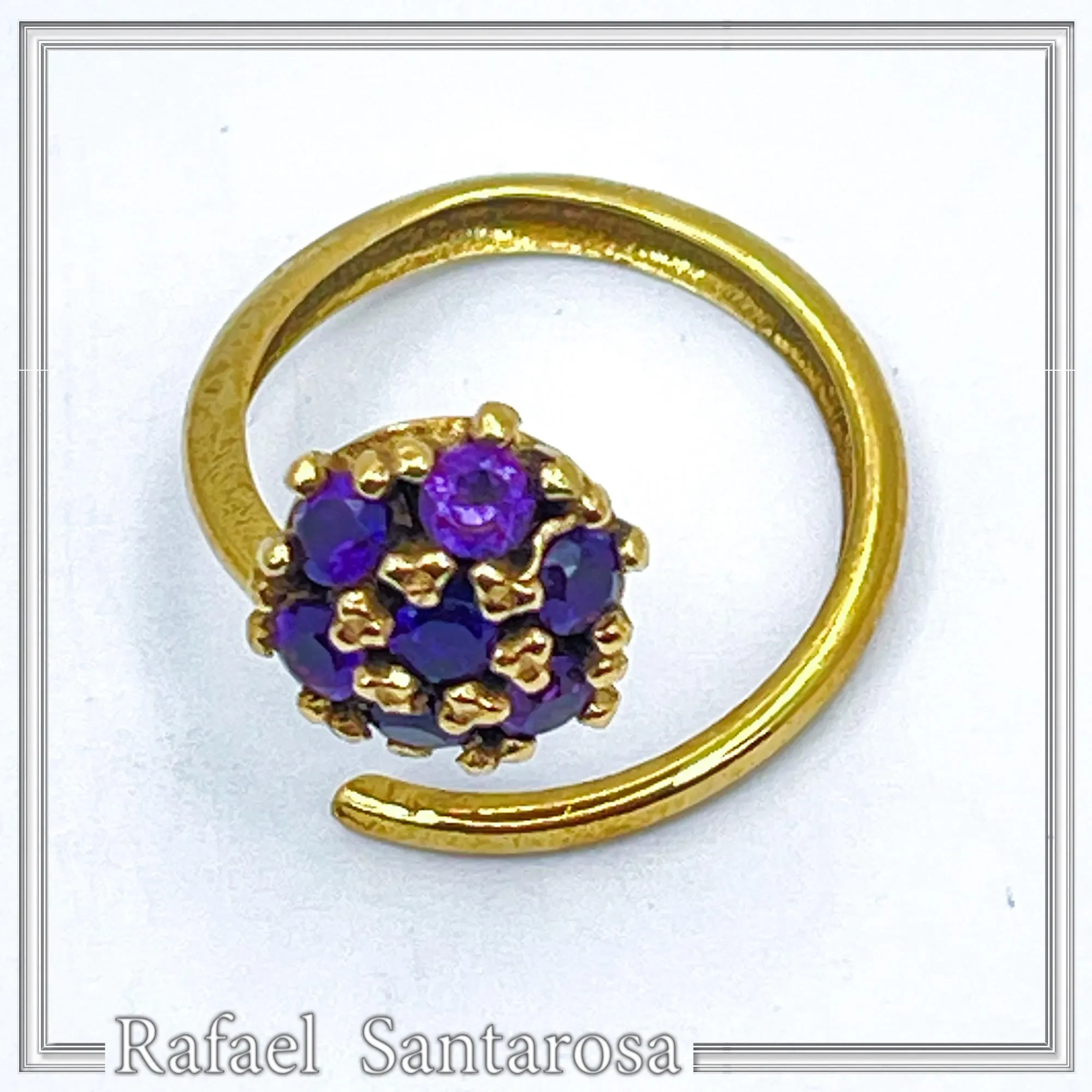 Sterling Silver 18K Gold Filled Rosette Ring • 7 Amethysts, Topaz, Peridot, Garnet Options — additional product image 7 from Rafael Santarosa Fine Jewelry