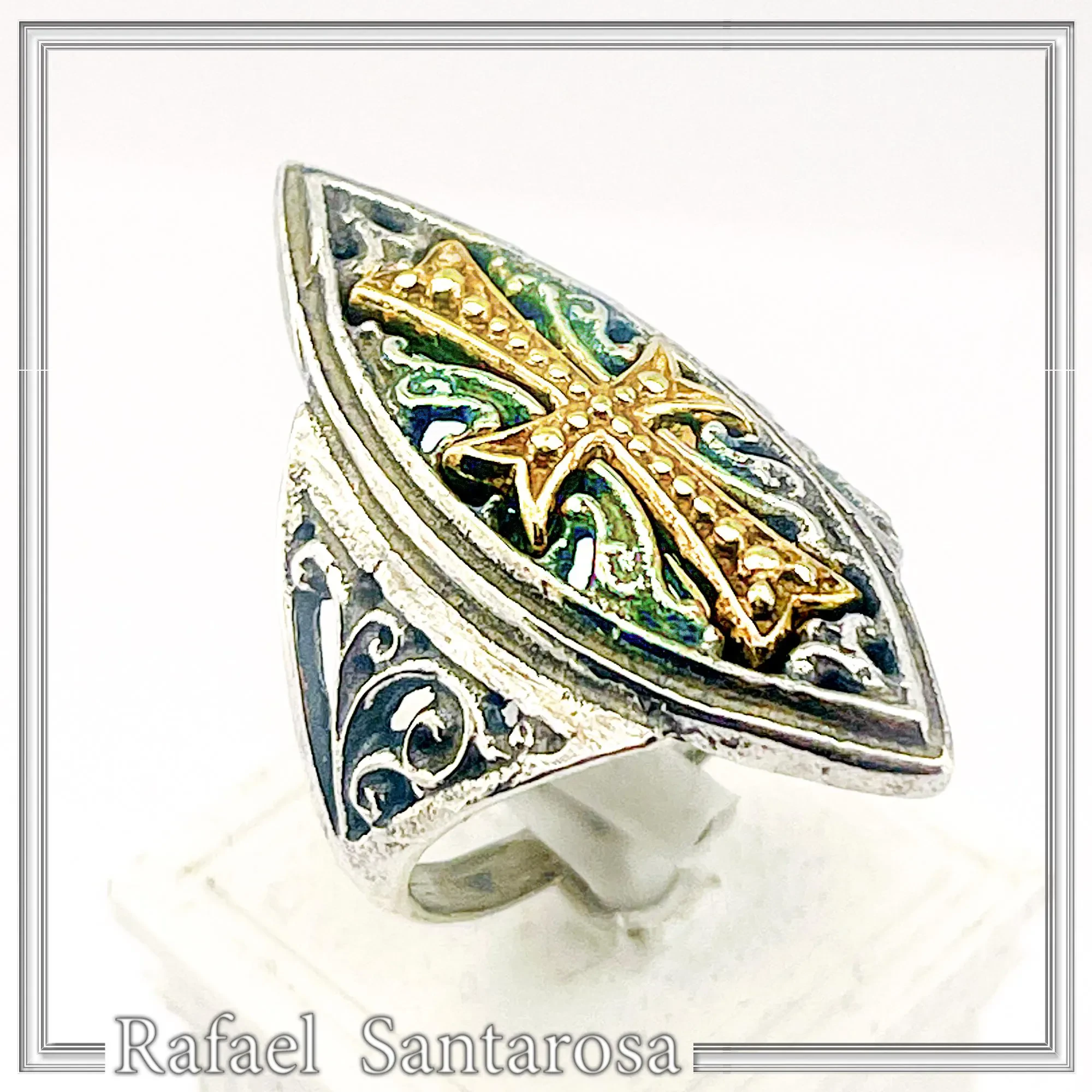 Medieval St John Knights Maltese Cross Ring: Oxidized & 18K Gold-Filled Sterling Silver Ring — additional product image 2 from Rafael Santarosa Fine Jewelry
