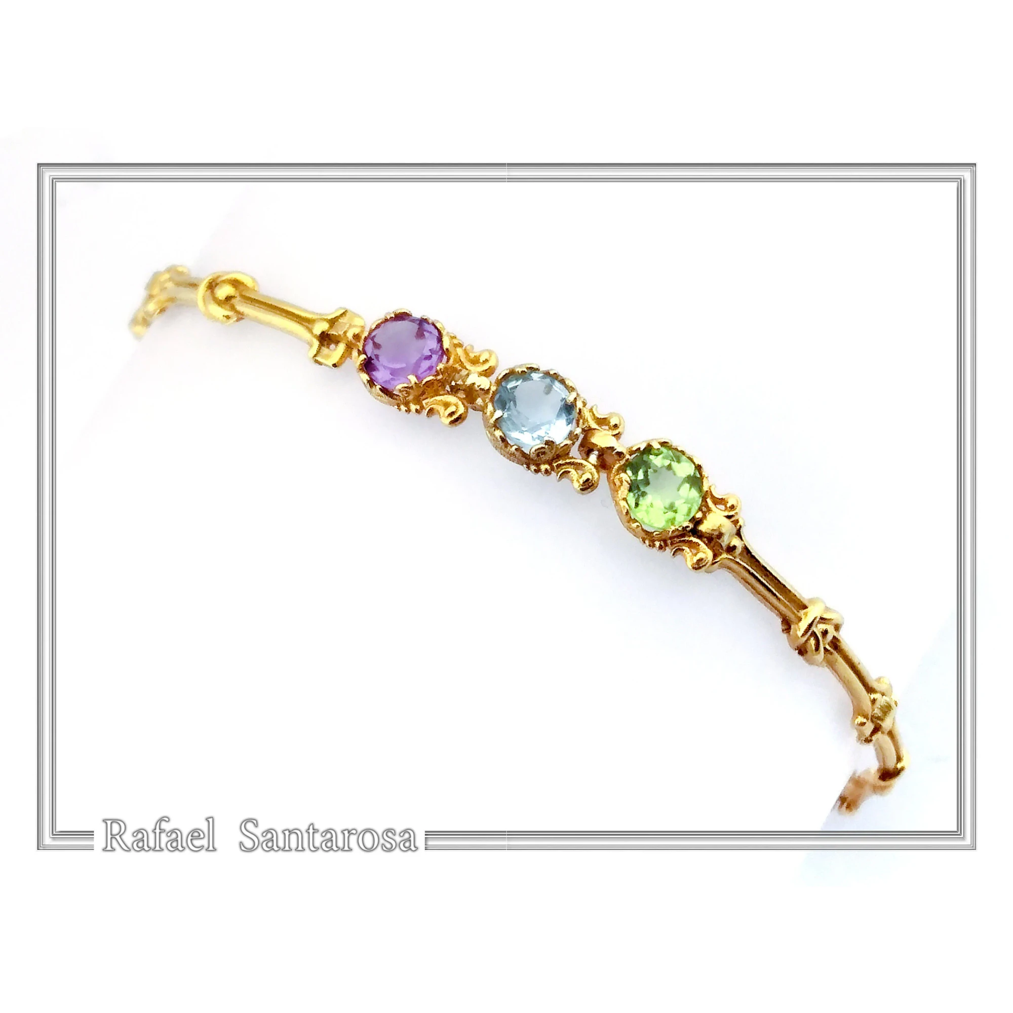 18K Solid Gold Amethyst, Topaz, Peridot, Garnet, Citrine Genuine Gemstone Beaded Bracelet — additional product image 7 from Rafael Santarosa Fine Jewelry