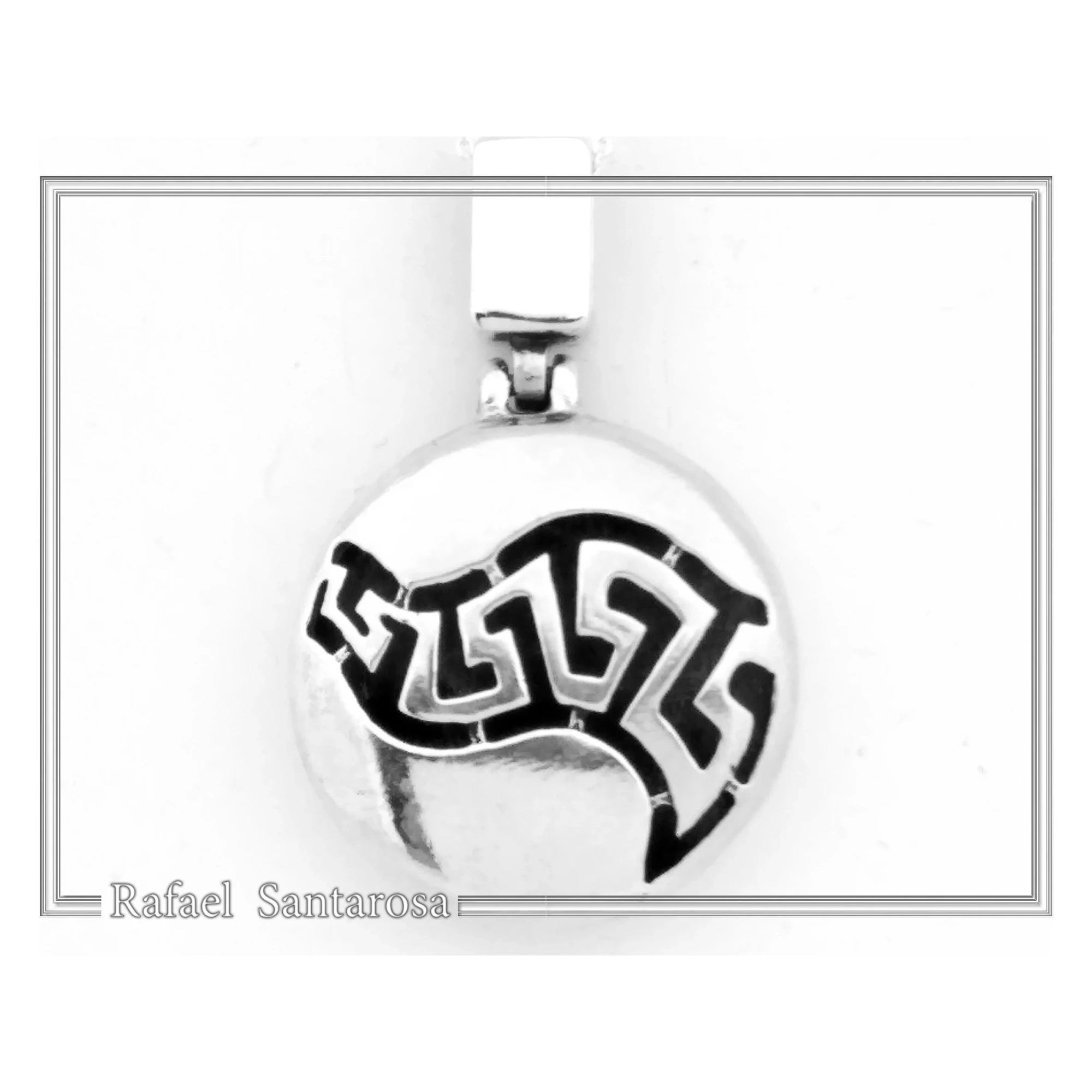 Weavy Greek Key Meander Eternity Symbol Necklace: Solid Sterling Silver Pendant — additional product image 6 from Rafael Santarosa Fine Jewelry
