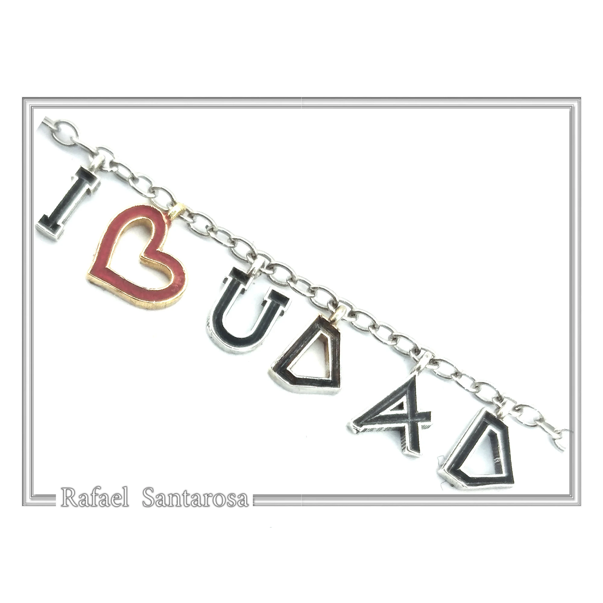 I LOVE U DAD Necklace: Red Enamel Heart, Sterling Silver, Gold Filled — additional product image 4 from Rafael Santarosa Fine Jewelry