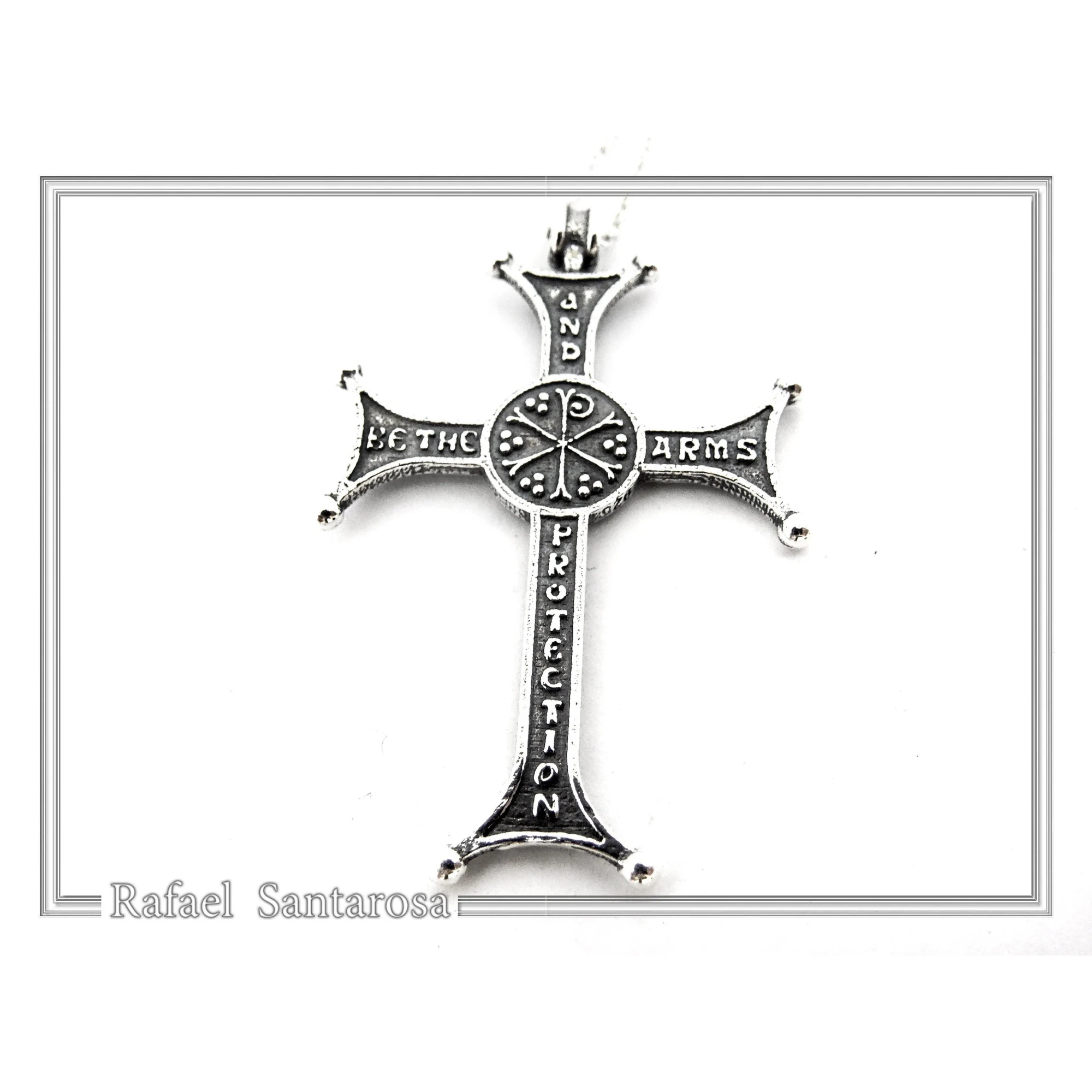 Christian Prayer Engraved Byzantine IC XC NIKA Cross Talisman "Be My Arms and Protection" — additional product image 7 from Rafael Santarosa Fine Jewelry