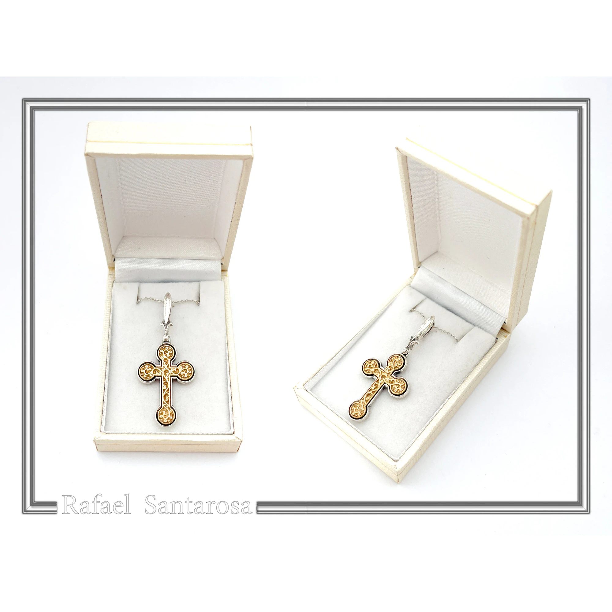 Byzantine Cross of simplicity, Holy Mount Inspired: 18k Gold Filled & Oxidized Sterling Silver — additional product image 9 from Rafael Santarosa Fine Jewelry