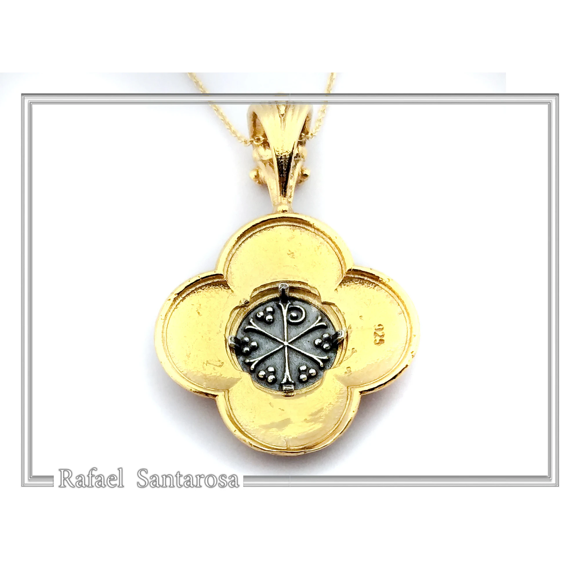 ICXC NIKA Cross Prayer Talisman Pendant: Byzantine Constantinato Gold Filled & Oxidized Sterling Silver — additional product image 8 from Rafael Santarosa Fine Jewelry