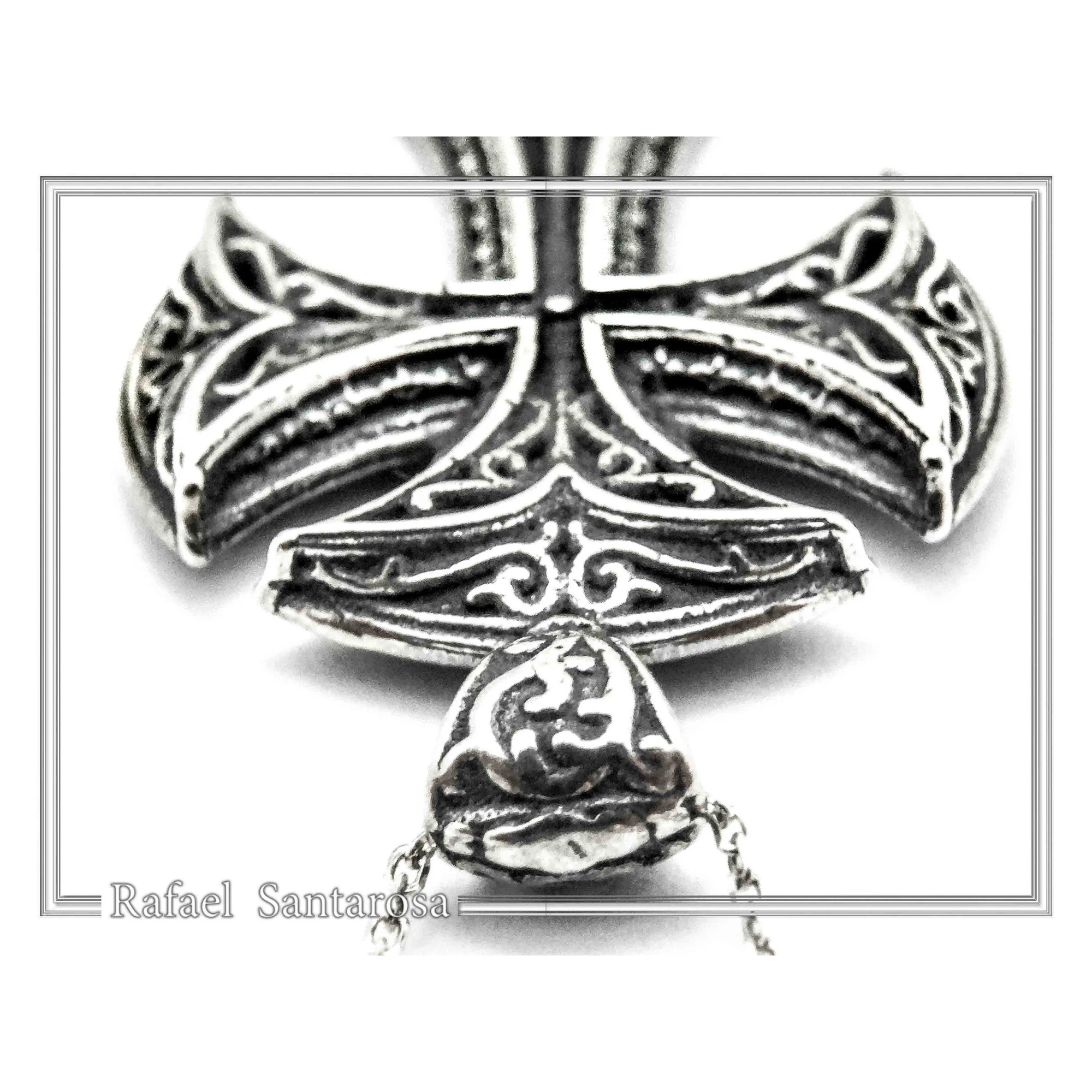 Byzantine Greek Orthodox Religious Cross Pendant: Sterling Silver Oxidized or 18K Gold Filled — additional product image 3 from Rafael Santarosa Fine Jewelry