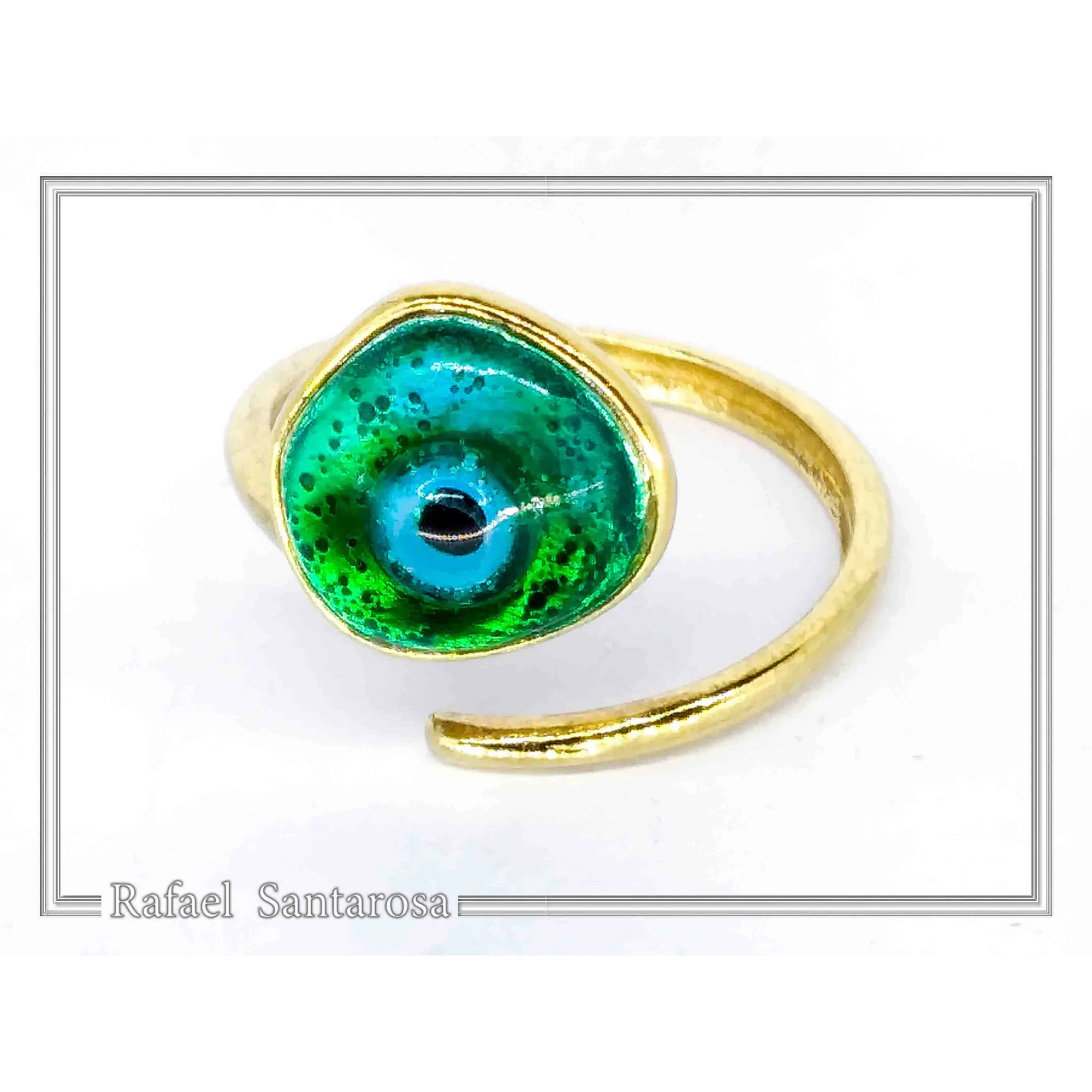 Handmade Enamel Evil Eye Talisman Adjustable Ring: 18k Gold Filled Sterling Silver — additional product image 3 from Rafael Santarosa Fine Jewelry