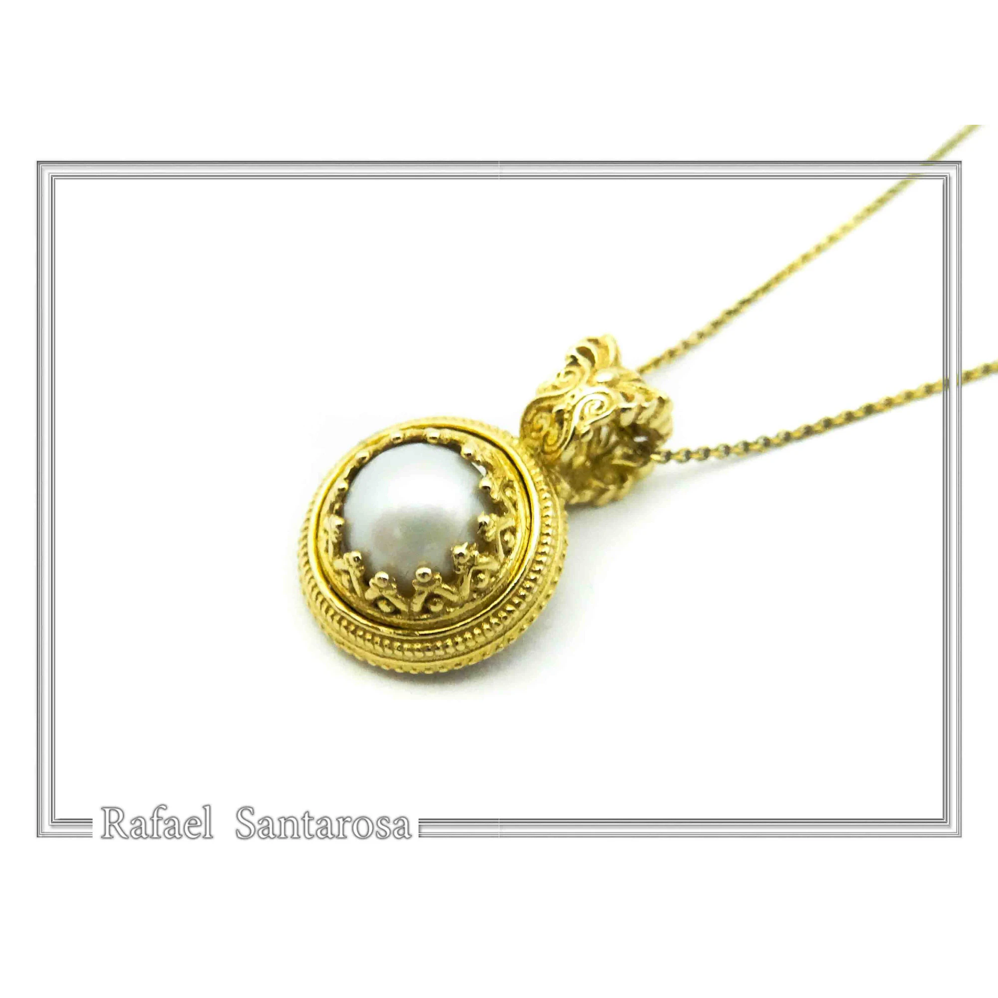 Lapis Lazuli Filigree Pendant: Ancient Greek Art genuine stone Sterling Silver K18 Gold-Filled, — additional product image 4 from Rafael Santarosa Fine Jewelry