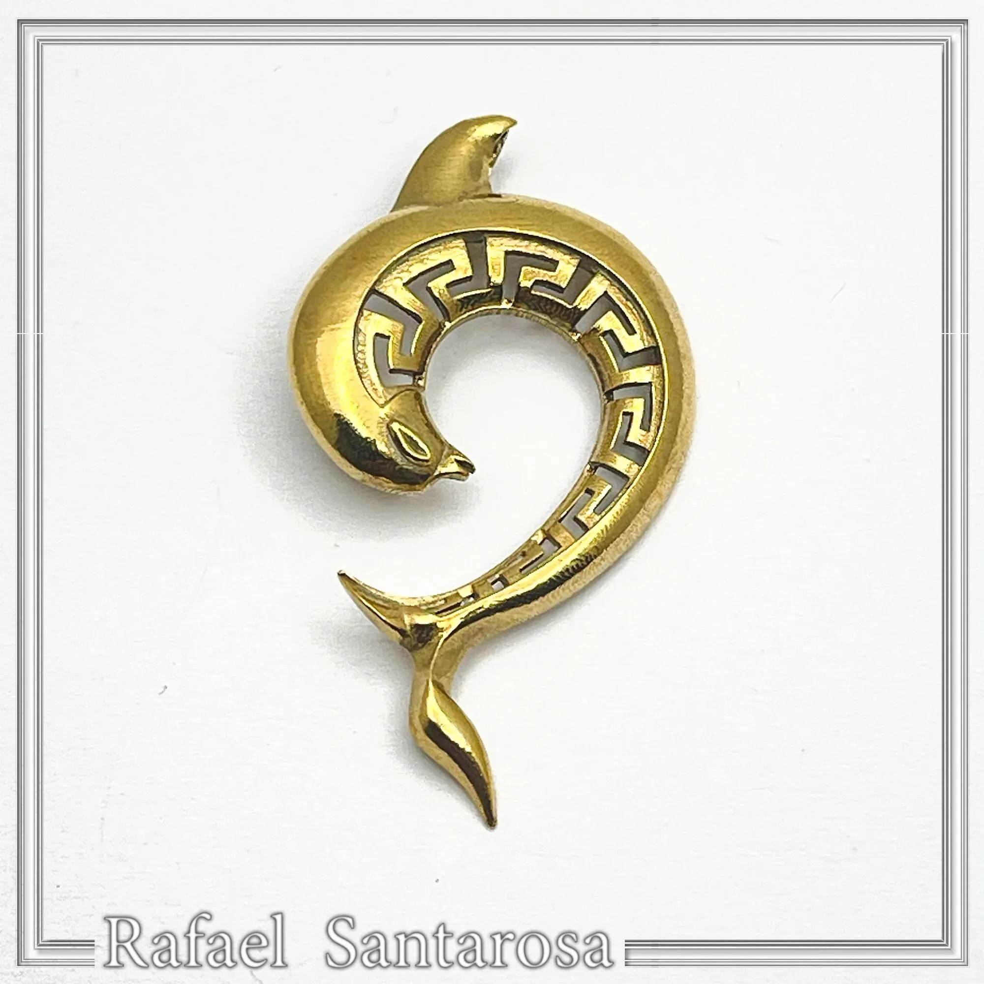 Sterling Silver Dolphin Pendant, 18K Gold Filled Meander Necklace, Ancient Greek Jewelry — additional product image 8 from Rafael Santarosa Fine Jewelry