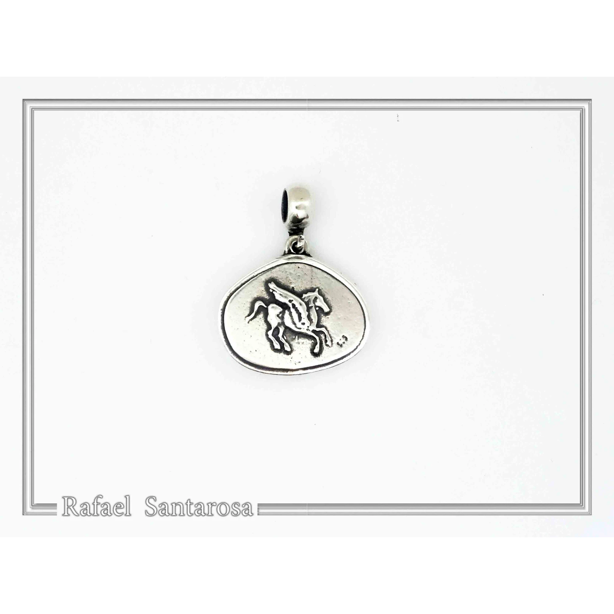 Lion seal Pendant, Ancient Greek Replica Museum Necklace for Him: Oxidized Sterling Silver — additional product image 6 from Rafael Santarosa Fine Jewelry