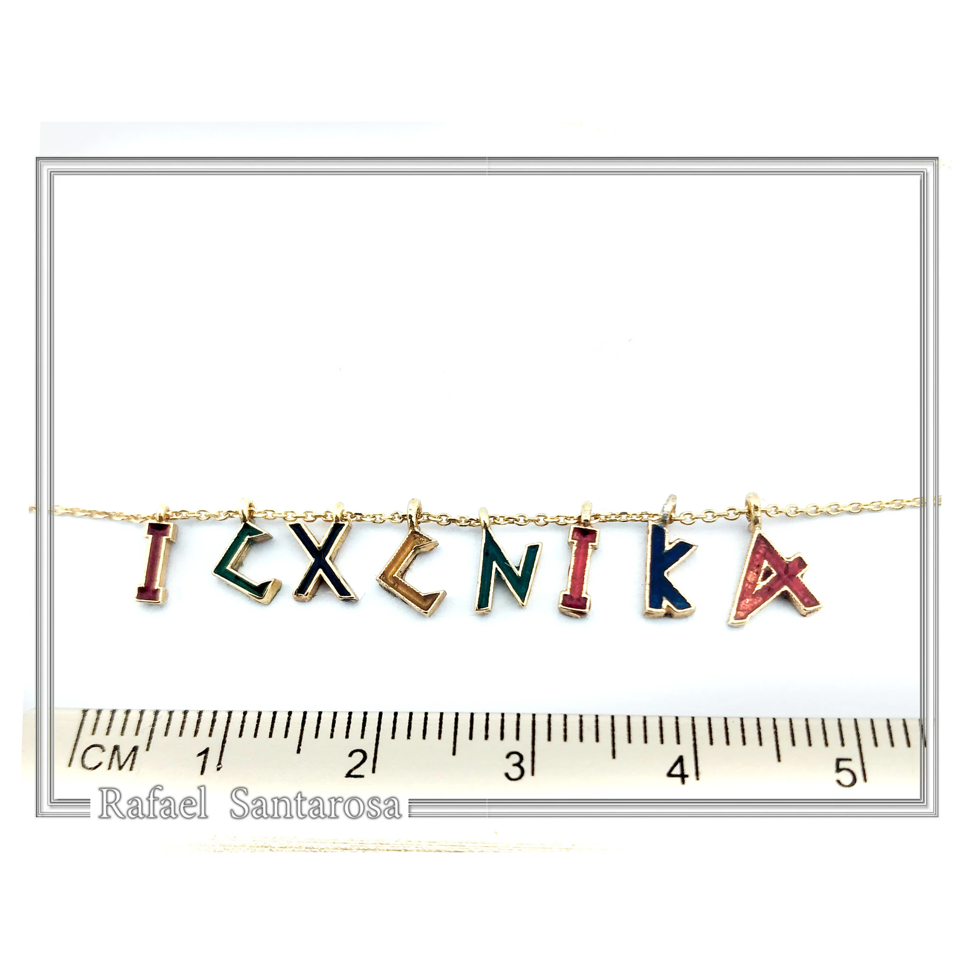 ICXC NIKA Christogram Talisman Beaded Necklace: Multi Color Enamel, 18k Gold Filled Silver — additional product image 5 from Rafael Santarosa Fine Jewelry