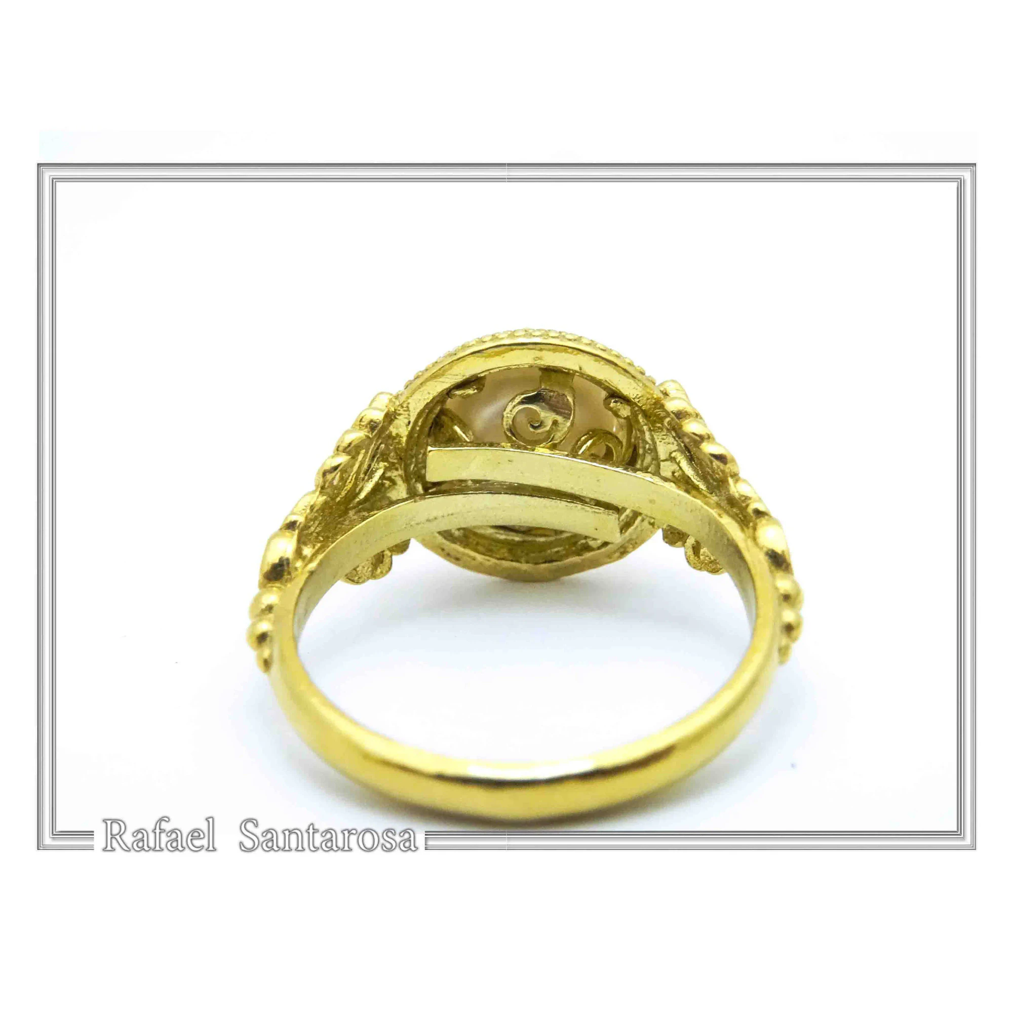 Natural Lapis Lazuli Greek Museum Ring: Handmade Filigree antefix 18K Gold-Filled Sterling Silver — additional product image 8 from Rafael Santarosa Fine Jewelry