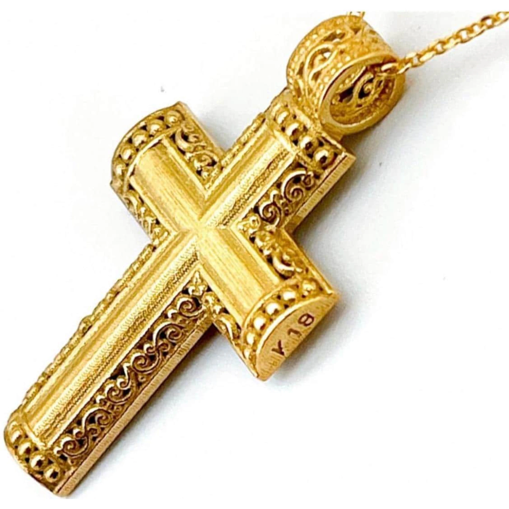 Byzantine Filigree Christian Religious Cross Pendant 18K Gold Filled Sterling Silver — additional product image 2 from Rafael Santarosa Fine Jewelry