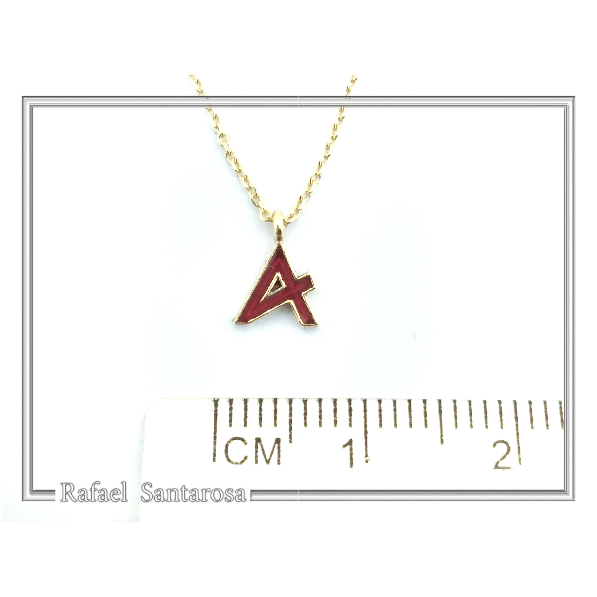 Dainty Initial personalised Necklace: Enamel Ancient Greek Font, 26 Characters 18K Gold Filled silver — additional product image 8 from Rafael Santarosa Fine Jewelry