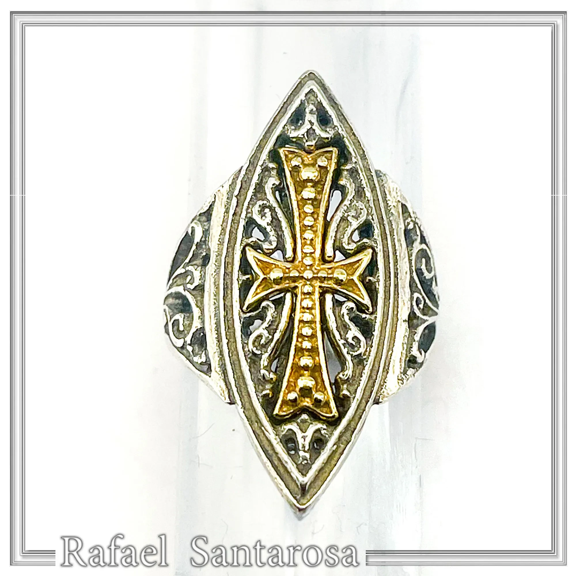Medieval St John Knights Maltese Cross Ring: Oxidized & 18K Gold-Filled Sterling Silver Ring — additional product image 5 from Rafael Santarosa Fine Jewelry