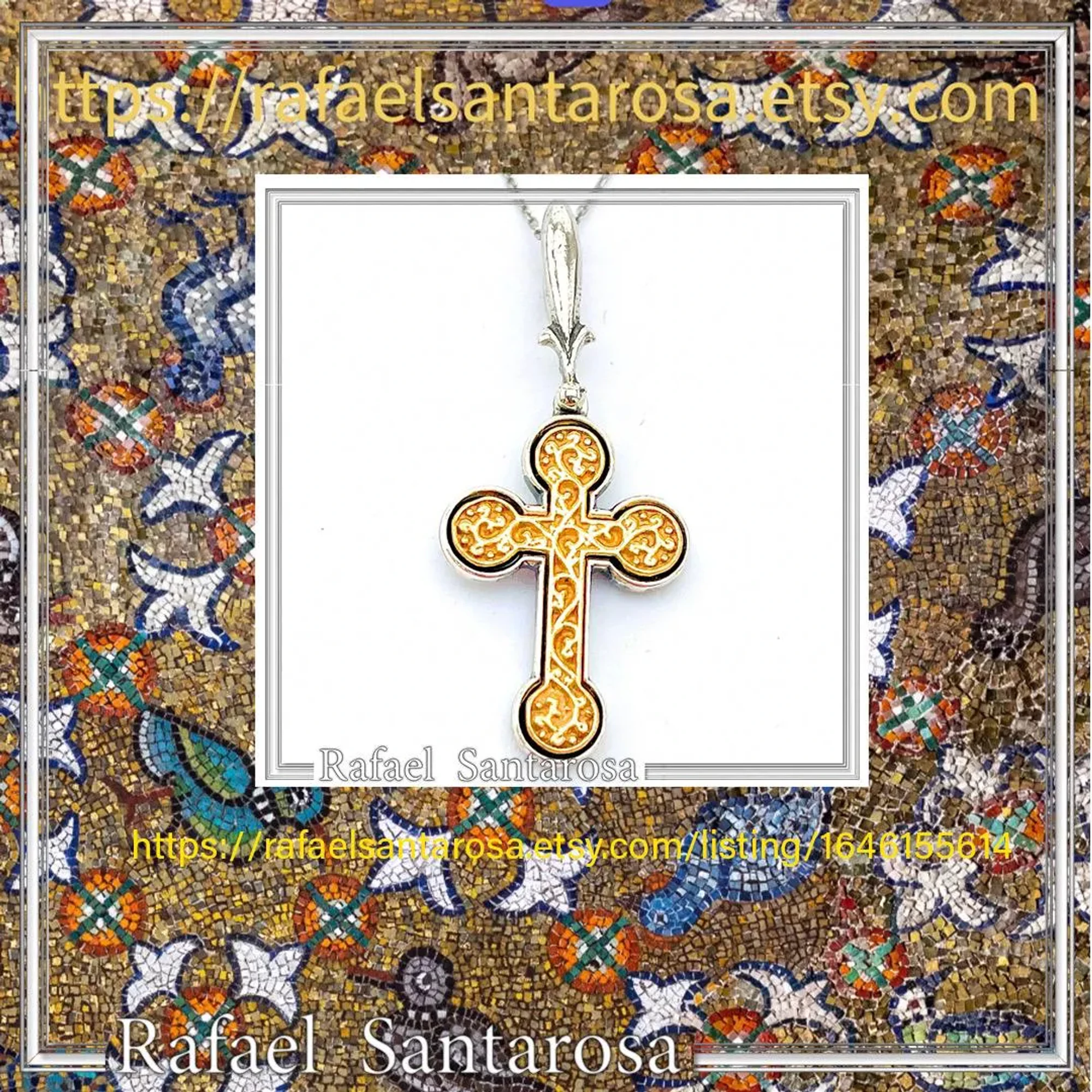 Byzantine Cross of simplicity, Holy Mount Inspired: 18k Gold Filled & Oxidized Sterling Silver — additional product image 10 from Rafael Santarosa Fine Jewelry
