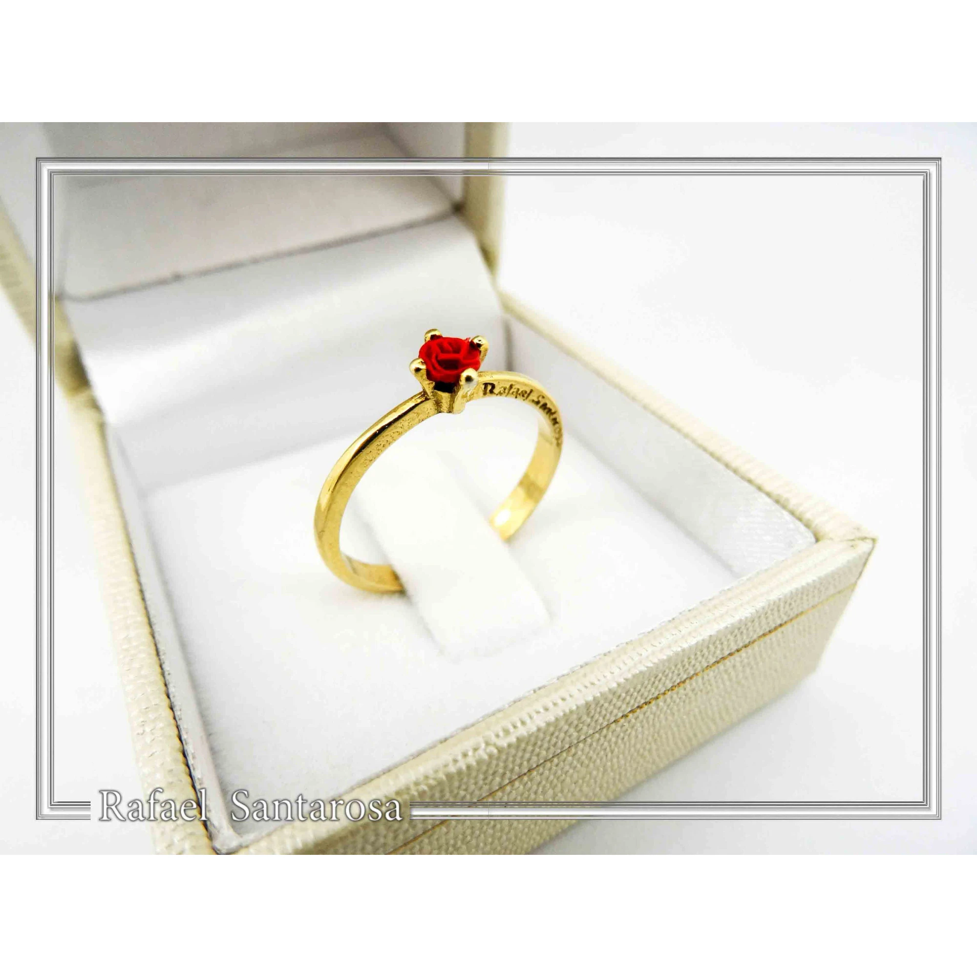 Alabaster Rose Shaped Gem Handmade Statement Ring: Love Symbol 18k Gold-Filled Sterling Silver — additional product image 9 from Rafael Santarosa Fine Jewelry