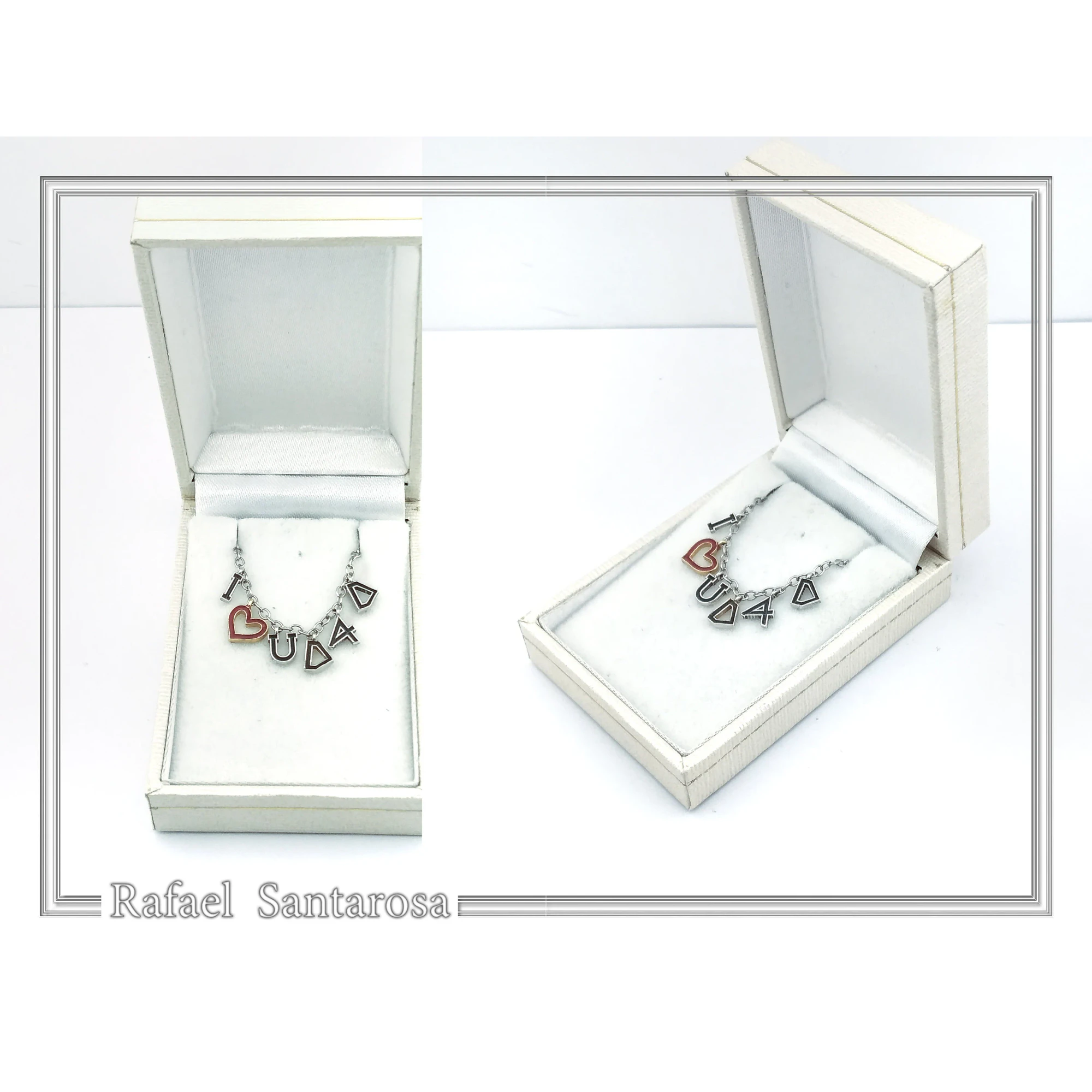 I LOVE U DAD Necklace: Red Enamel Heart, Sterling Silver, Gold Filled — additional product image 10 from Rafael Santarosa Fine Jewelry