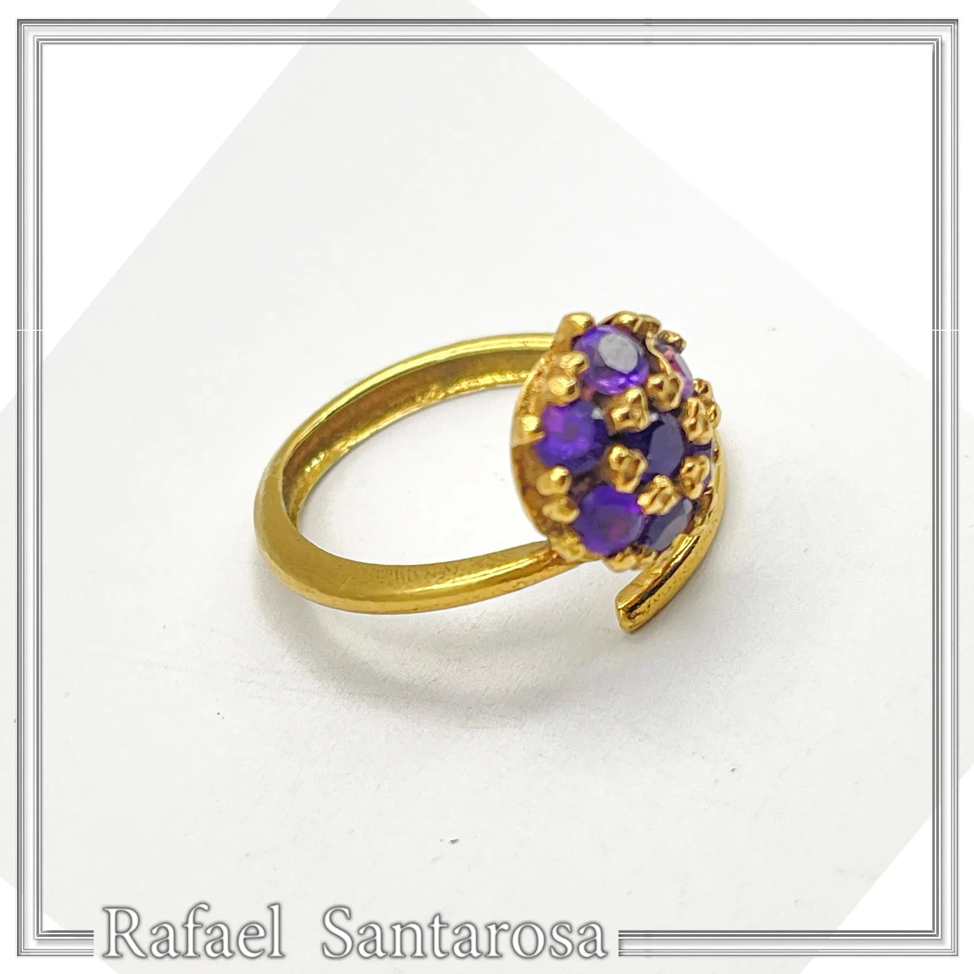 Sterling Silver 18K Gold Filled Rosette Ring • 7 Amethysts, Topaz, Peridot, Garnet Options — additional product image 6 from Rafael Santarosa Fine Jewelry