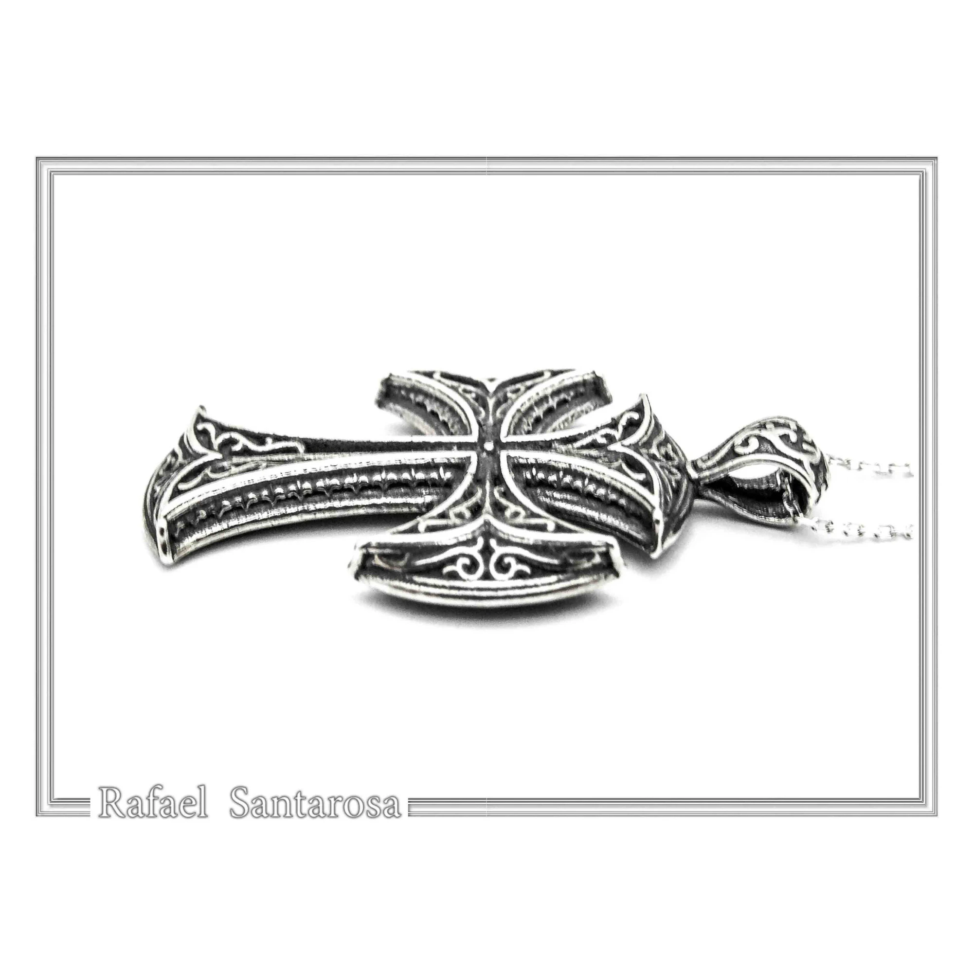 Byzantine Greek Orthodox Religious Cross Pendant: Sterling Silver Oxidized or 18K Gold Filled — additional product image 6 from Rafael Santarosa Fine Jewelry