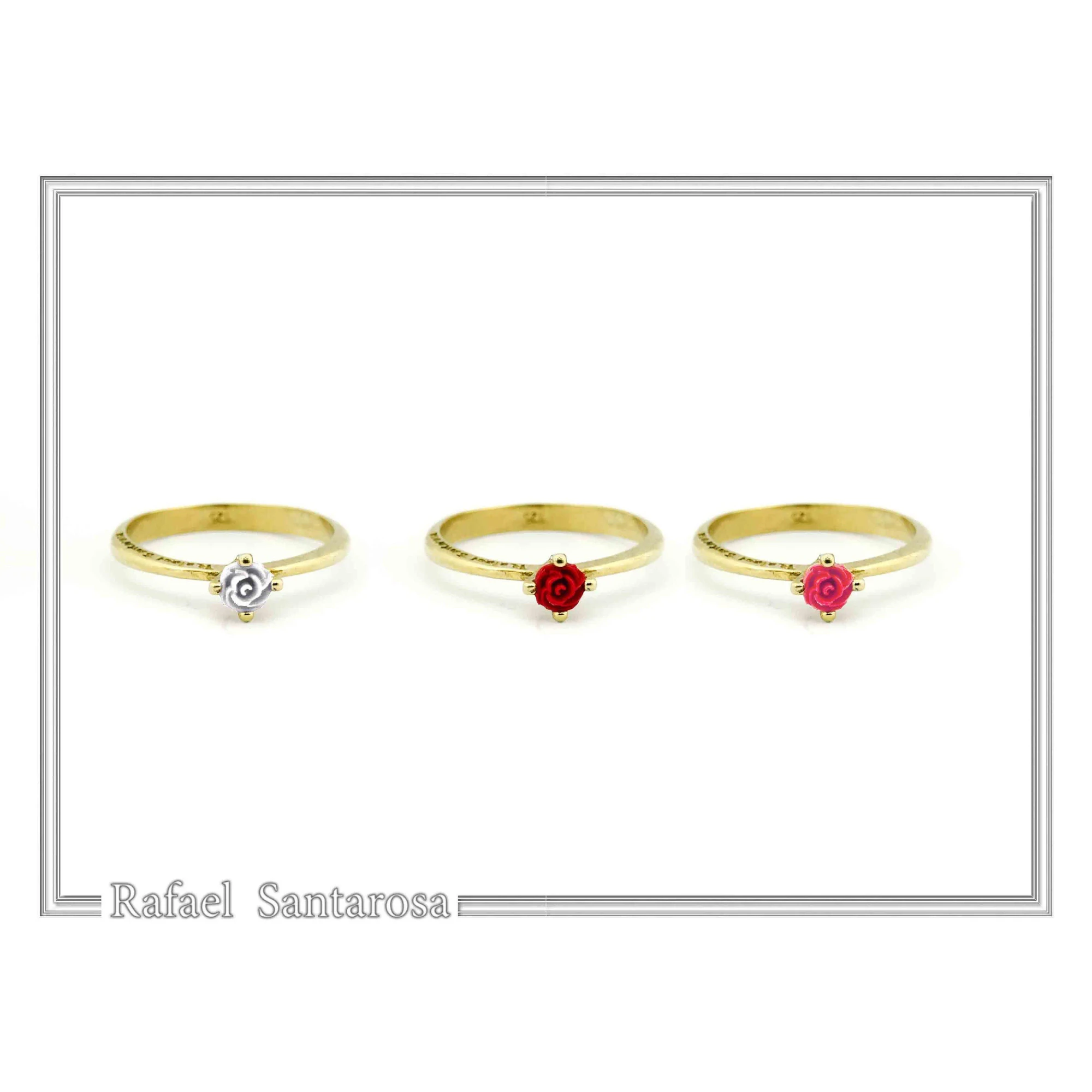Alabaster Rose Shaped Gem Handmade Statement Ring: Love Symbol 18k Gold-Filled Sterling Silver — additional product image 8 from Rafael Santarosa Fine Jewelry