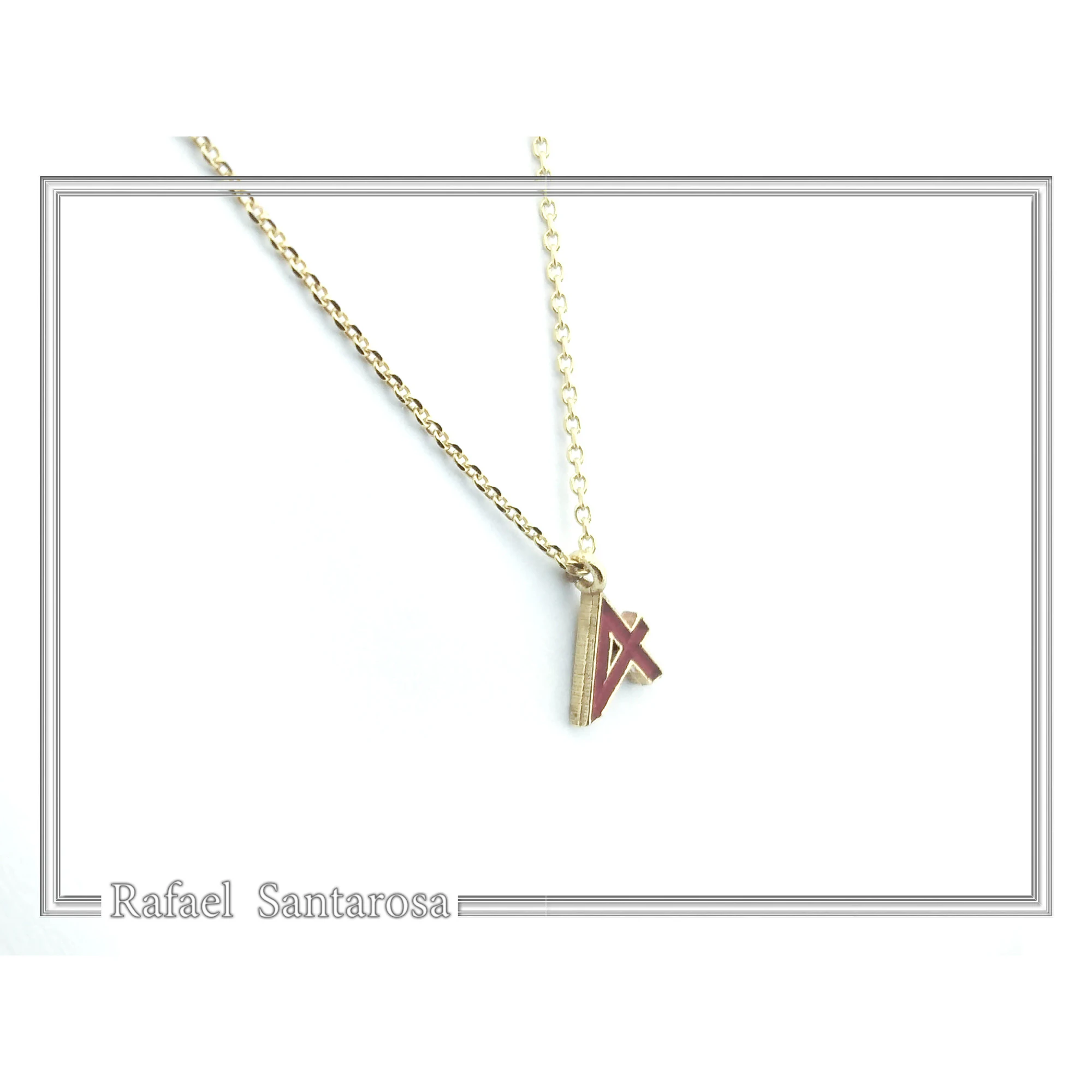 Dainty Initial personalised Necklace: Enamel Ancient Greek Font, 26 Characters 18K Gold Filled silver — additional product image 4 from Rafael Santarosa Fine Jewelry