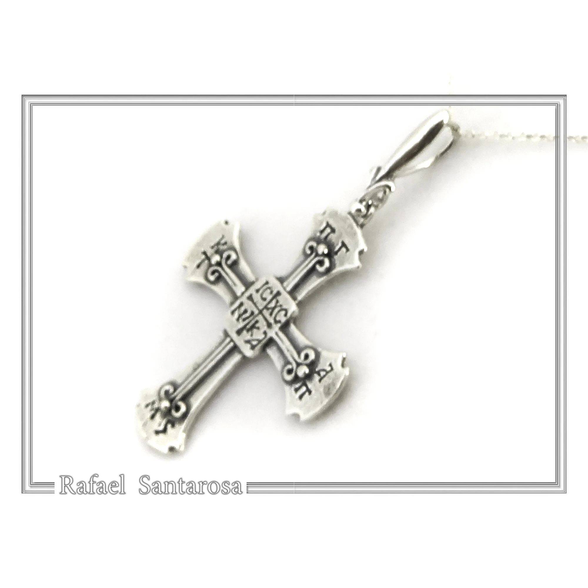 Holy Mount Athos Monks Orthodox Cross Pendant ICXC NIKA "Jesus Christ Conquers" Sterling Silver — additional product image 6 from Rafael Santarosa Fine Jewelry