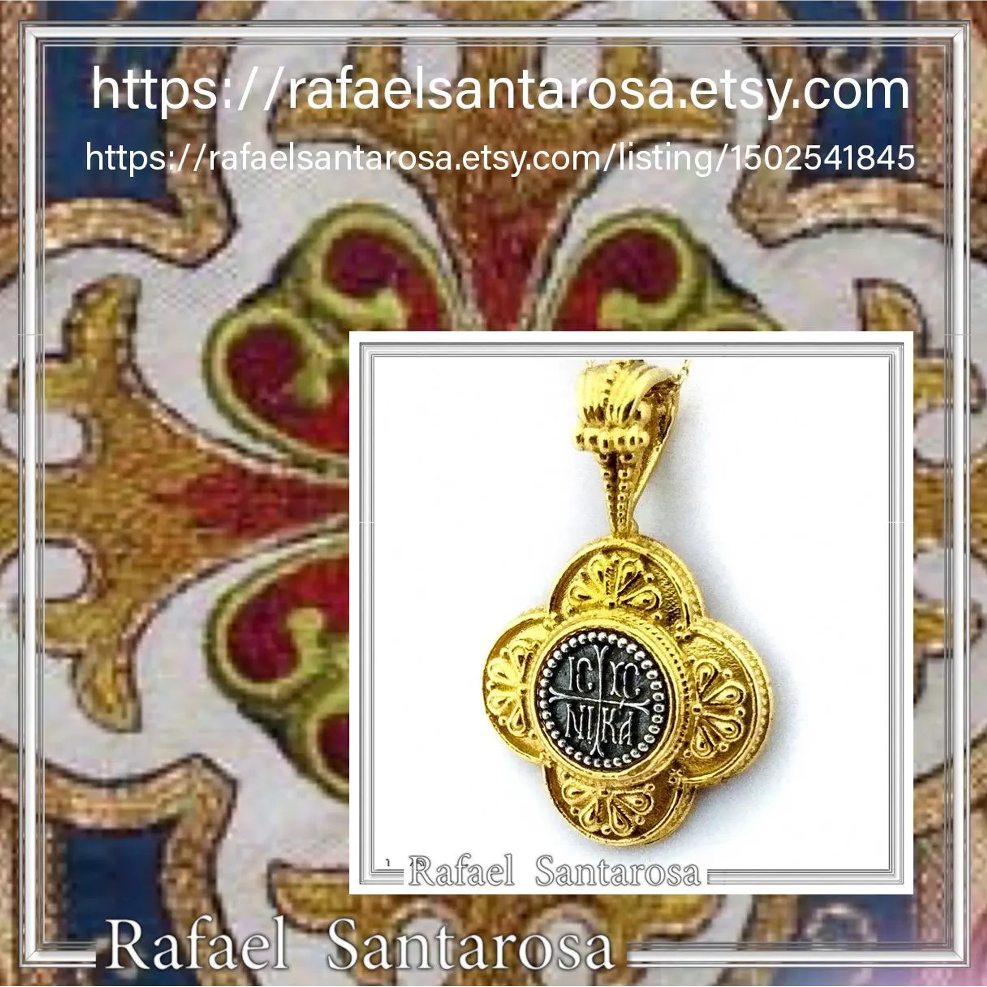 ICXC NIKA Cross Prayer Talisman Pendant: Byzantine Constantinato Gold Filled & Oxidized Sterling Silver — additional product image 10 from Rafael Santarosa Fine Jewelry