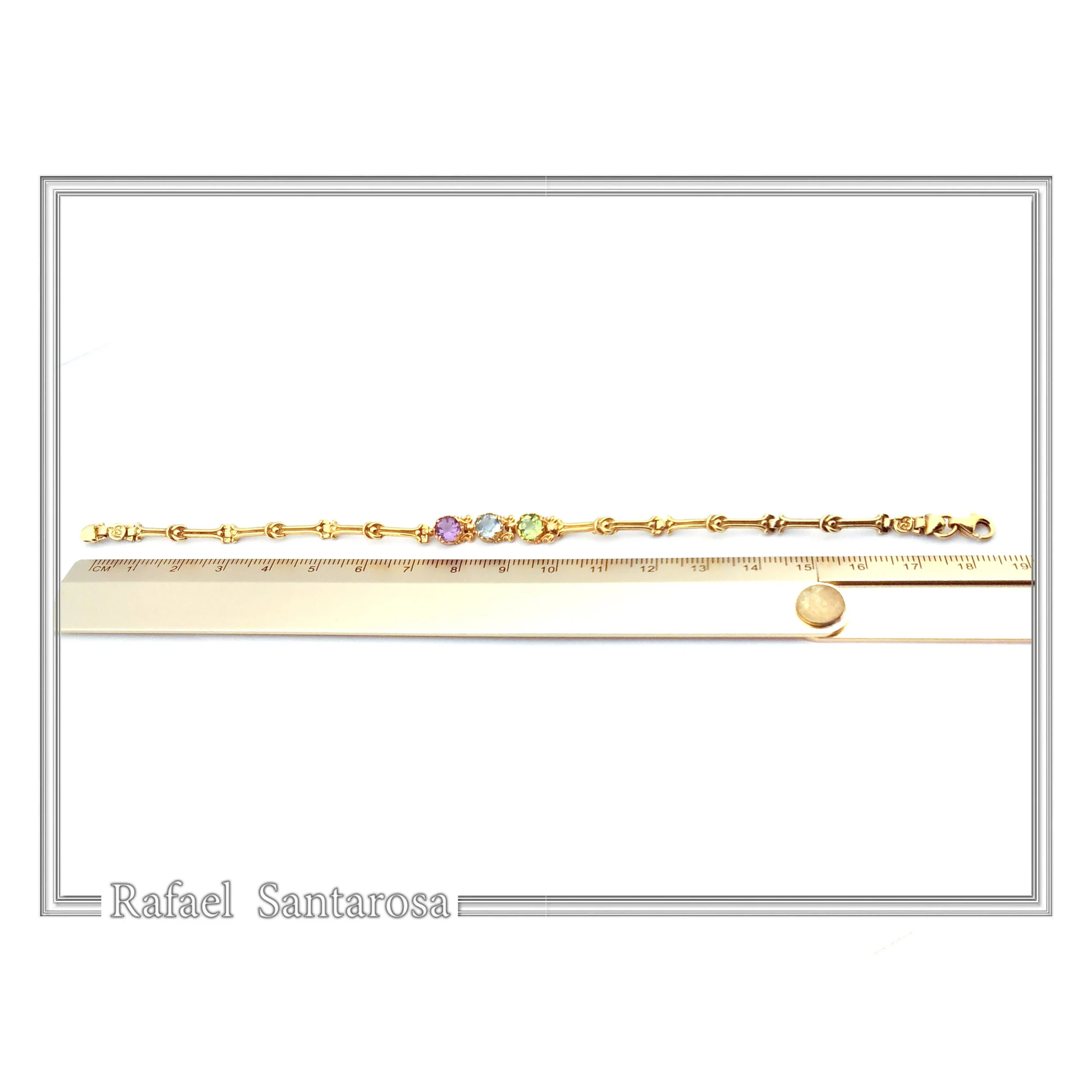 18K Solid Gold Amethyst, Topaz, Peridot, Garnet, Citrine Genuine Gemstone Beaded Bracelet — additional product image 9 from Rafael Santarosa Fine Jewelry