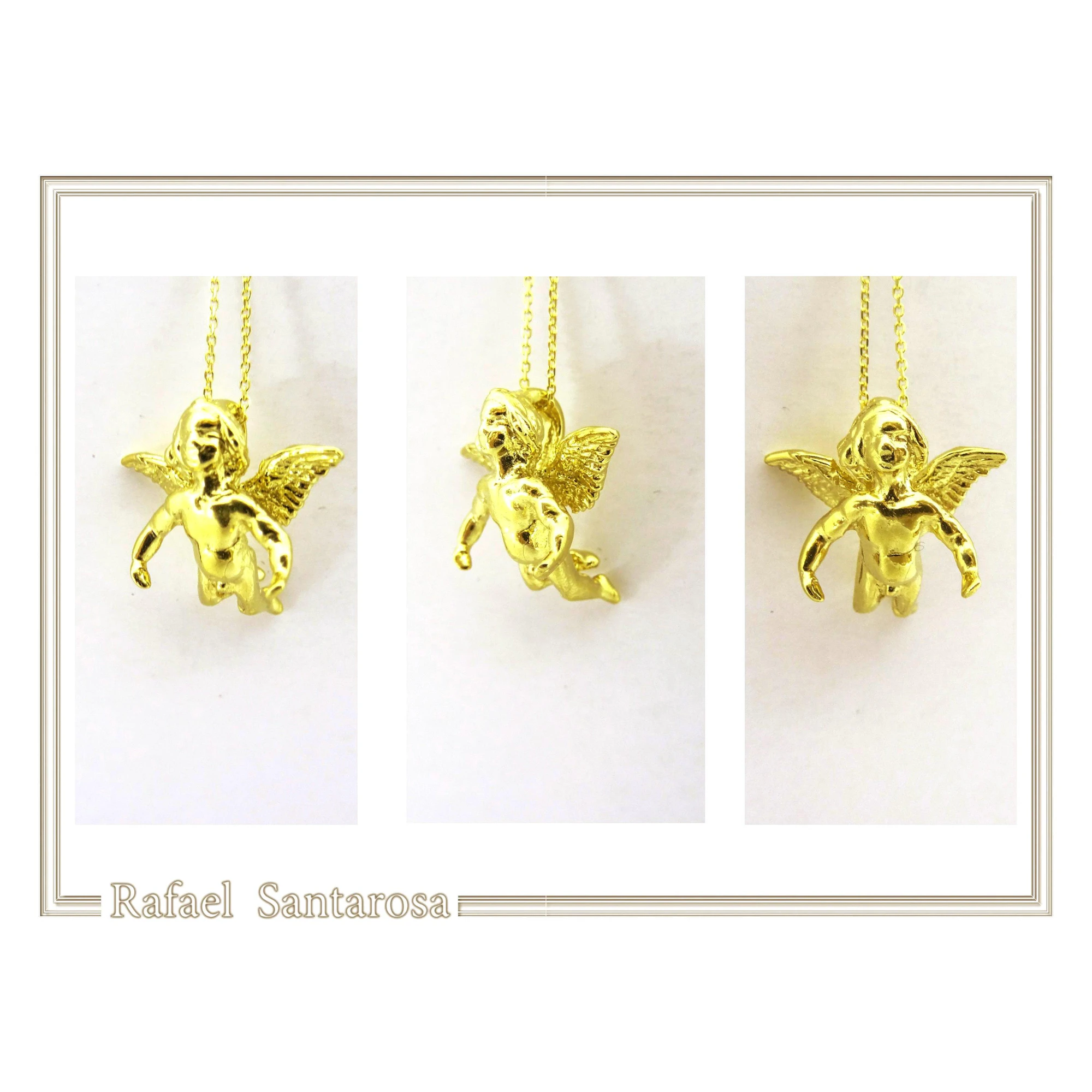 Baby Cupid Angel Pendant Symbol of Love: Sterling Silver 18K Gold Filled Necklace — additional product image 2 from Rafael Santarosa Fine Jewelry