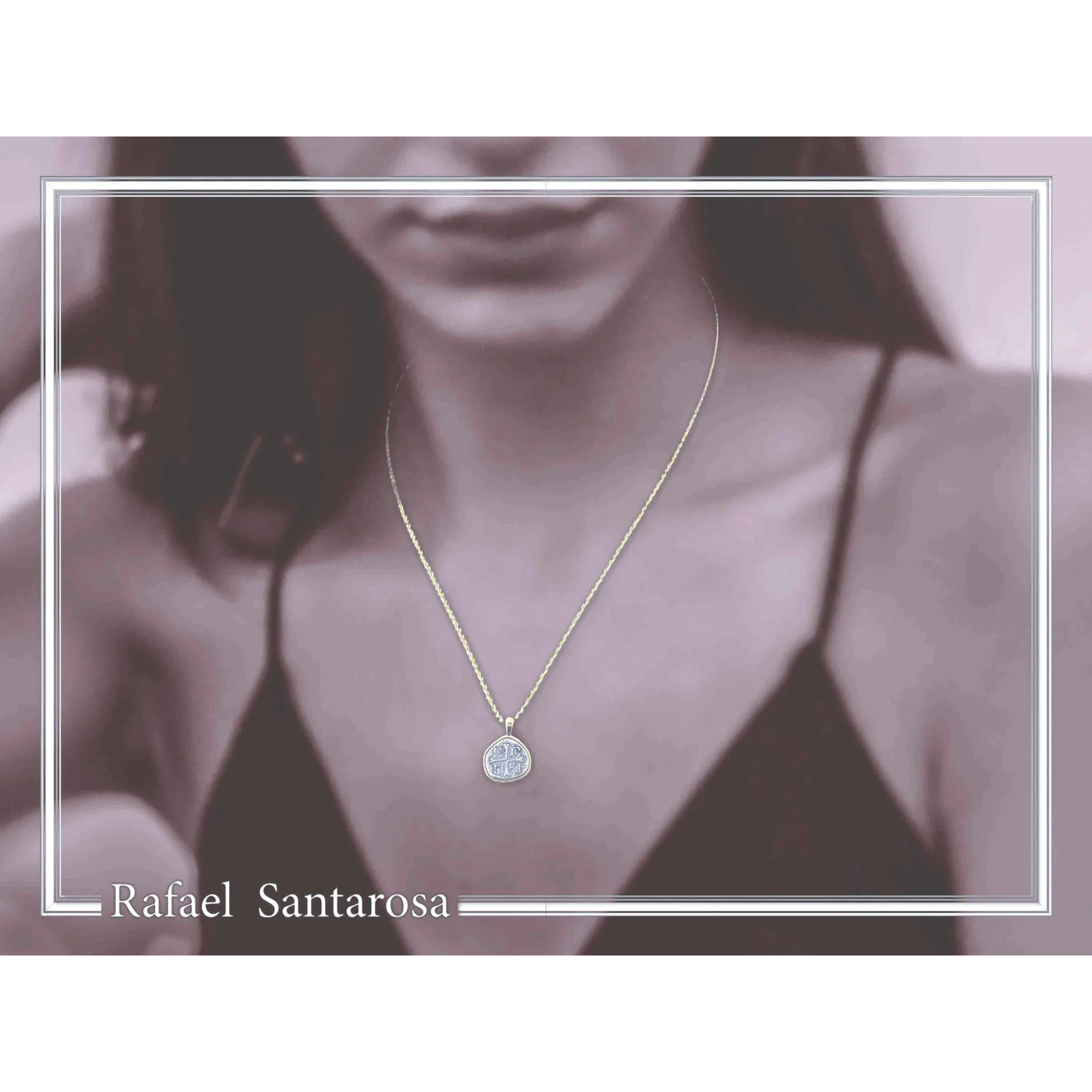 Protection cross coin Jesus Christ Wins necklace Christogram talisman Constantinato pendant oxidized sterling silver. — additional product image 2 from Rafael Santarosa Fine...