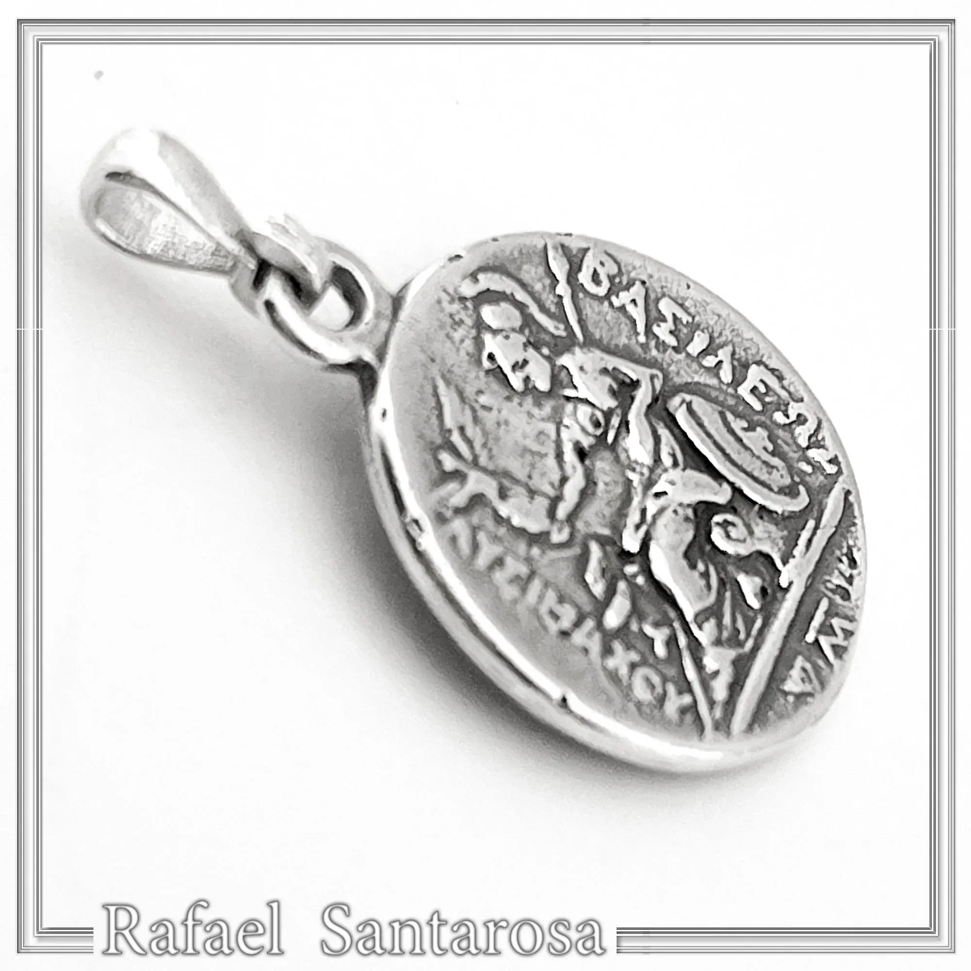 Ancient Greek sterling silver tetradrachm pendant with deified Alexander the Macedon, Lysimachus coin museum replica — additional product image 4 from Rafael Santarosa Fine Jewelry