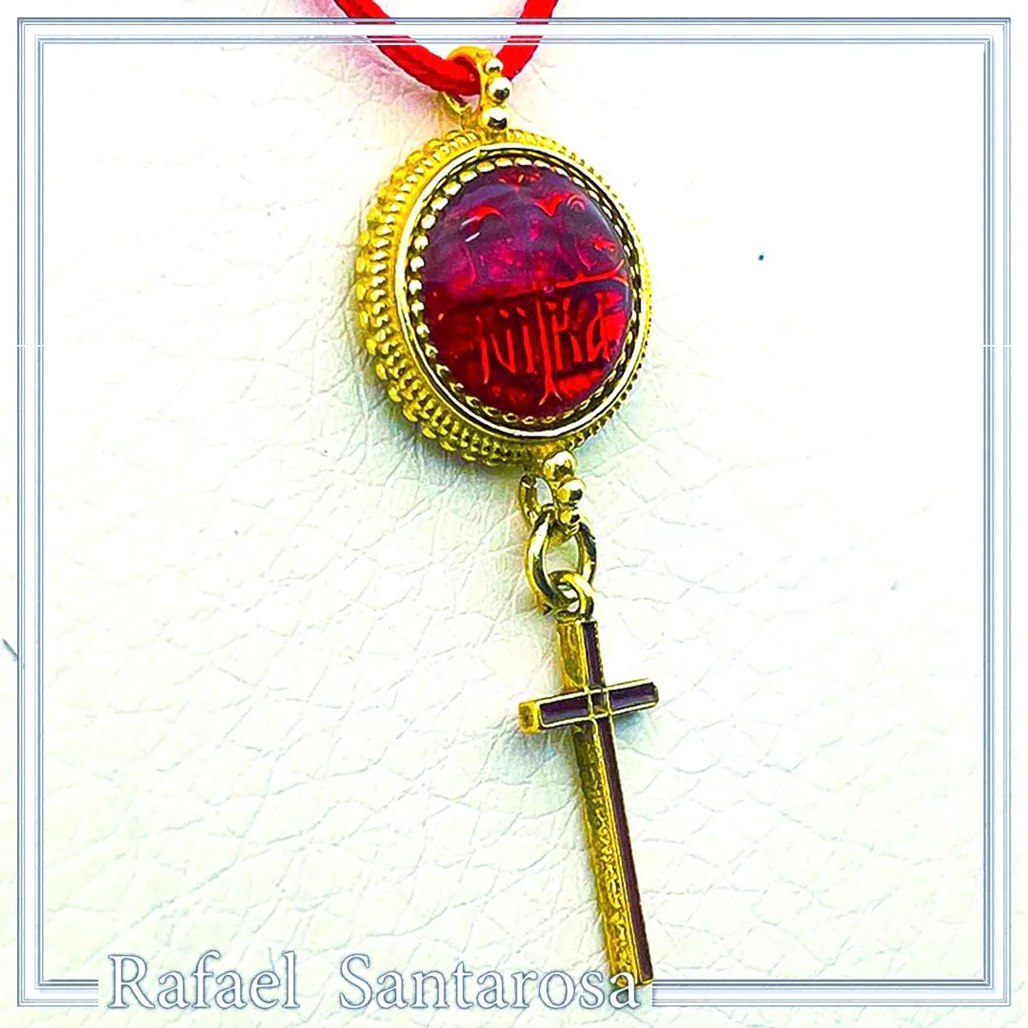 Konstantinato ICXC NIKA Cross Necklace: Red Enamel On 18K Gold-Filled Sterling Silver — additional product image 5 from Rafael Santarosa Fine Jewelry