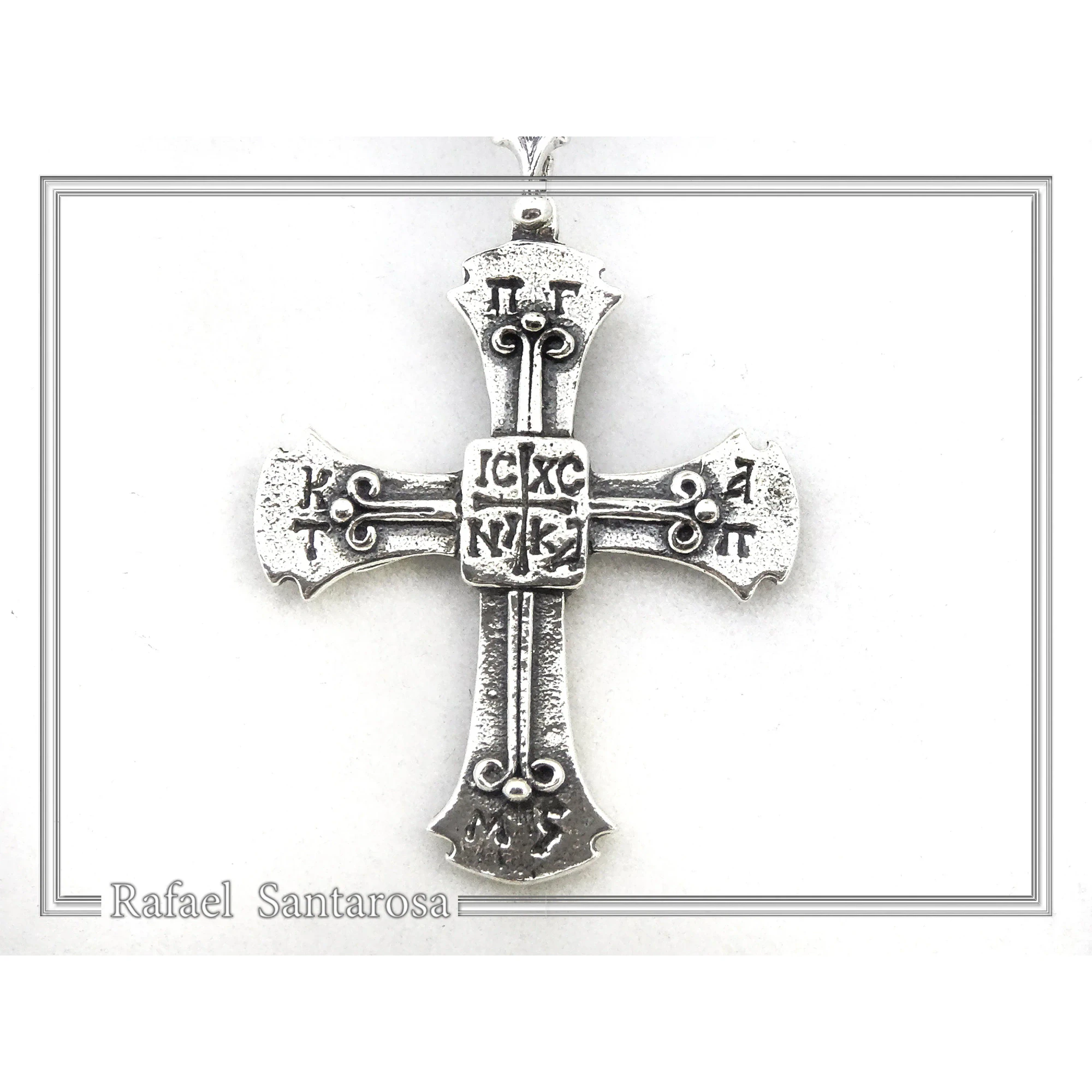 Holy Mount Athos Monks Orthodox Cross Pendant ICXC NIKA "Jesus Christ Conquers" Sterling Silver — additional product image 2 from Rafael Santarosa Fine Jewelry