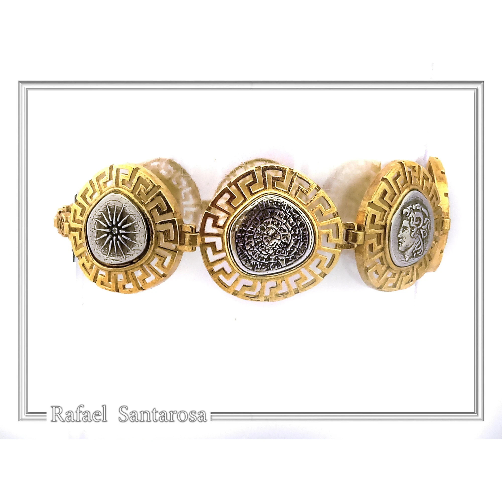Ancient Greek Coin Greek key Beaded Bracelet: Oxidised and 18K Gold Filled Sterling Silver — additional product image 6 from Rafael Santarosa Fine Jewelry