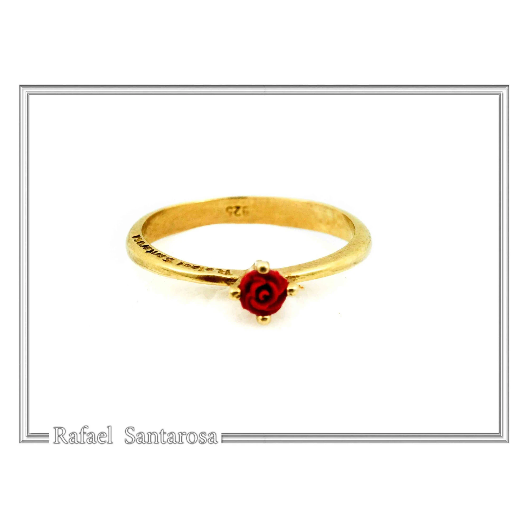 Alabaster Rose Shaped Gem Handmade Statement Ring: Love Symbol 18k Gold-Filled Sterling Silver — additional product image 6 from Rafael Santarosa Fine Jewelry
