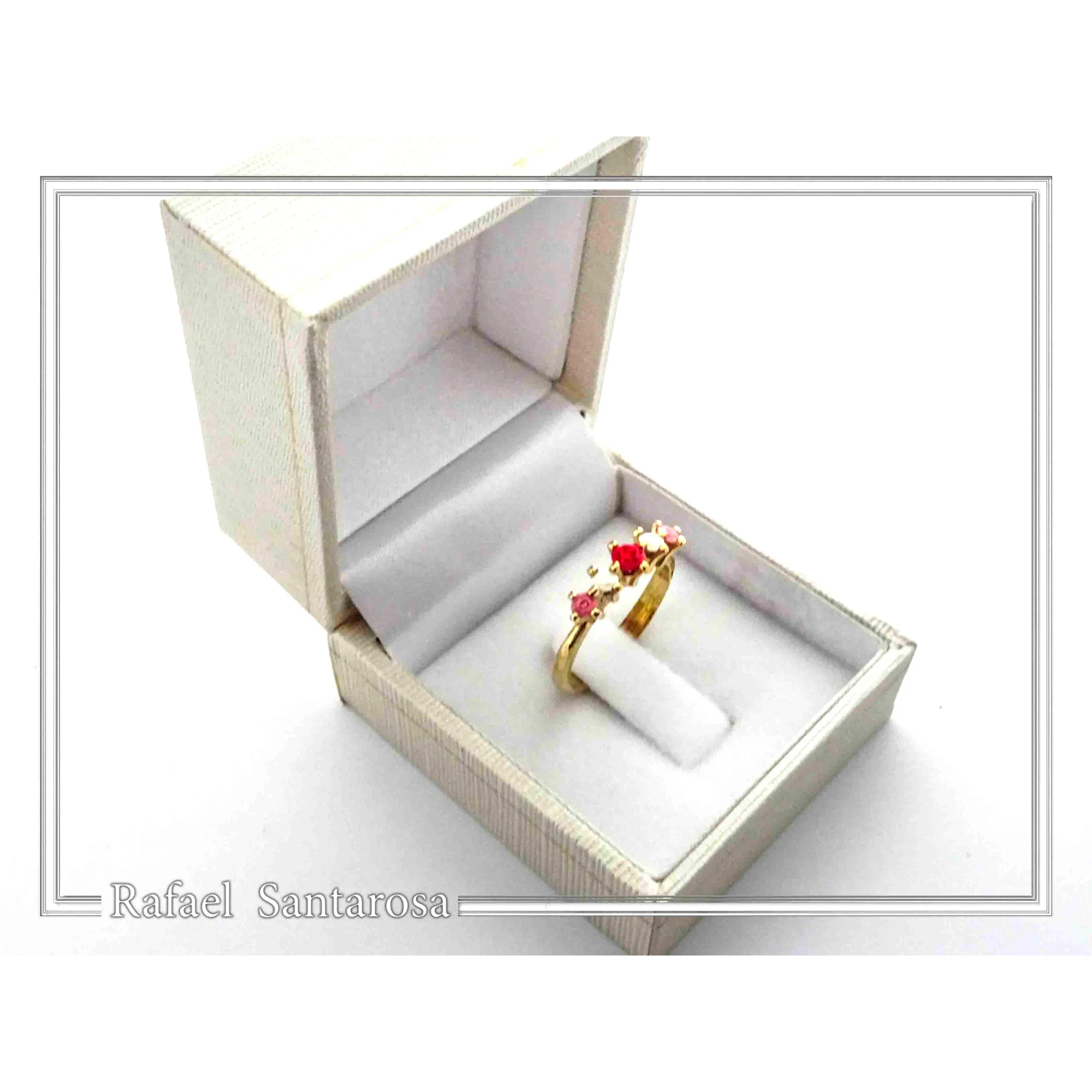 Handmade Alabaster Rose Flowers Bouquet Floral Band Ring: Sterling Silver 18k Gold Filled — additional product image 9 from Rafael Santarosa Fine Jewelry
