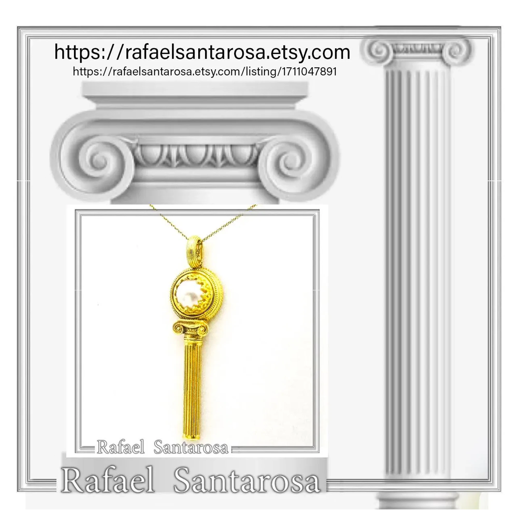 Ionian Column Pearl Necklace: 18K Gold-Filled Sterling Silver Greek Museum Inspired — additional product image 10 from Rafael Santarosa Fine Jewelry