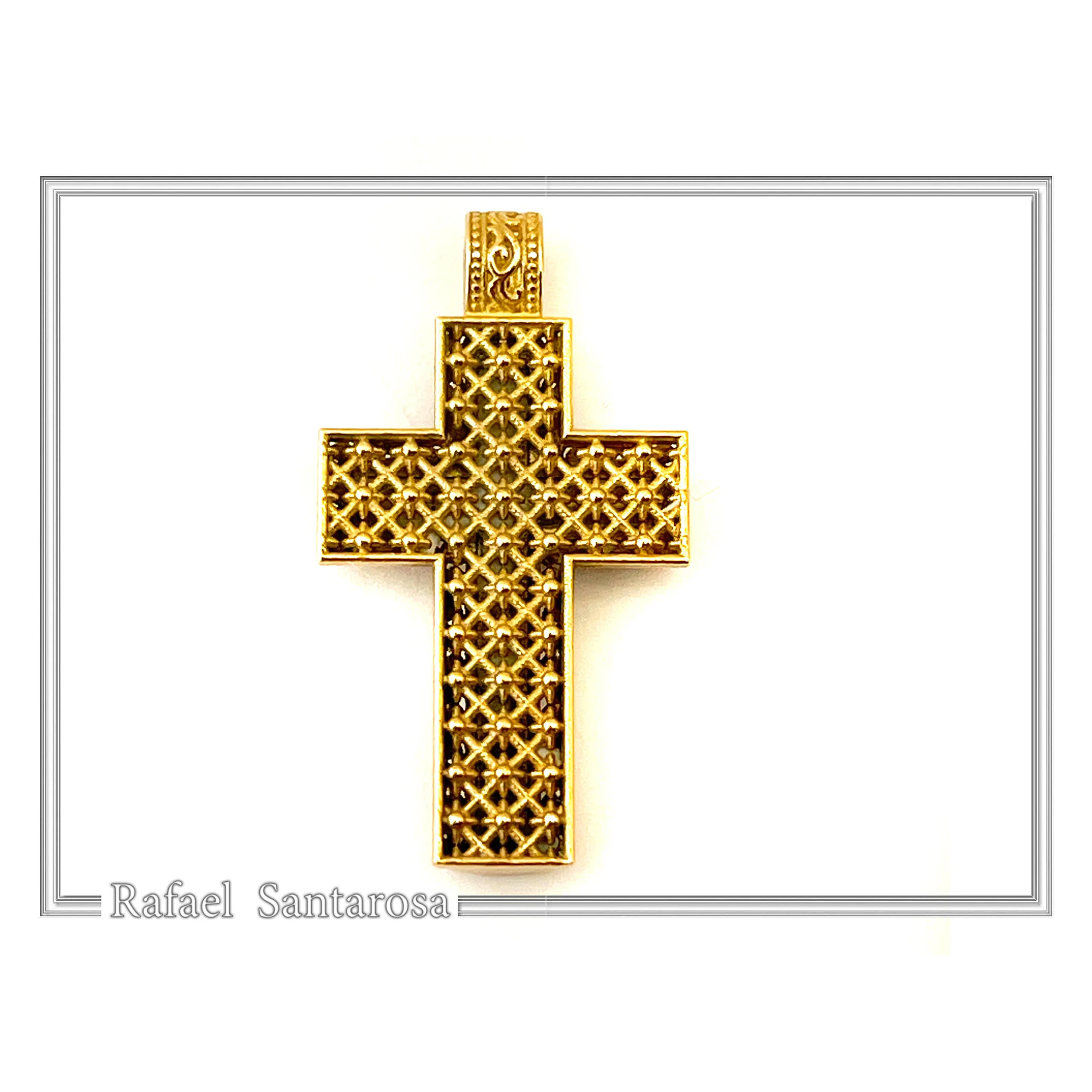 Byzantine Filigree Christian Religious Cross Pendant 18K Gold Filled Sterling Silver — additional product image 7 from Rafael Santarosa Fine Jewelry