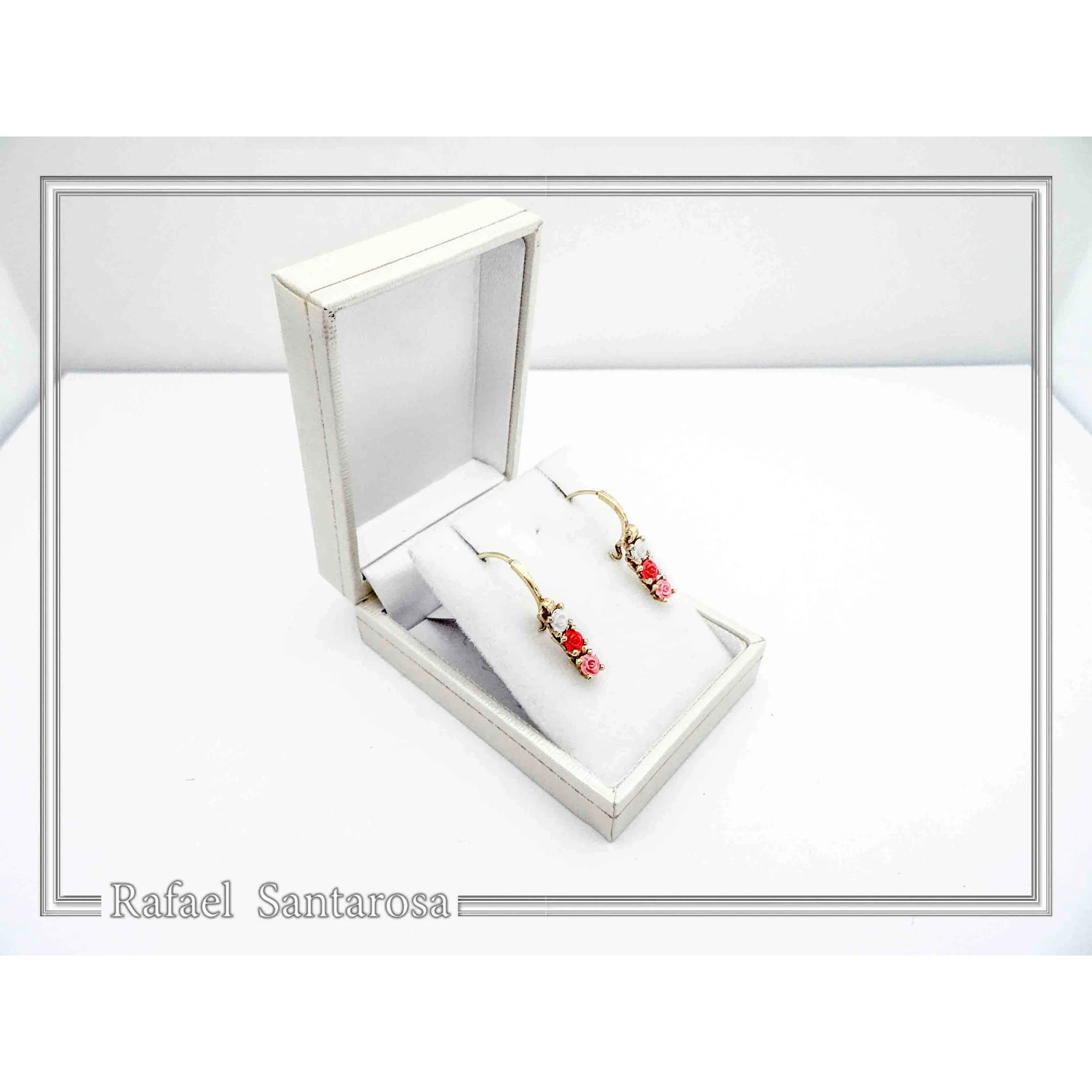 Alabaster Rose Flowers Gems Drop Earrings Romantic Floral Jewelry: 18K Gold Filled Sterling Silver — additional product image 9 from Rafael Santarosa Fine Jewelry