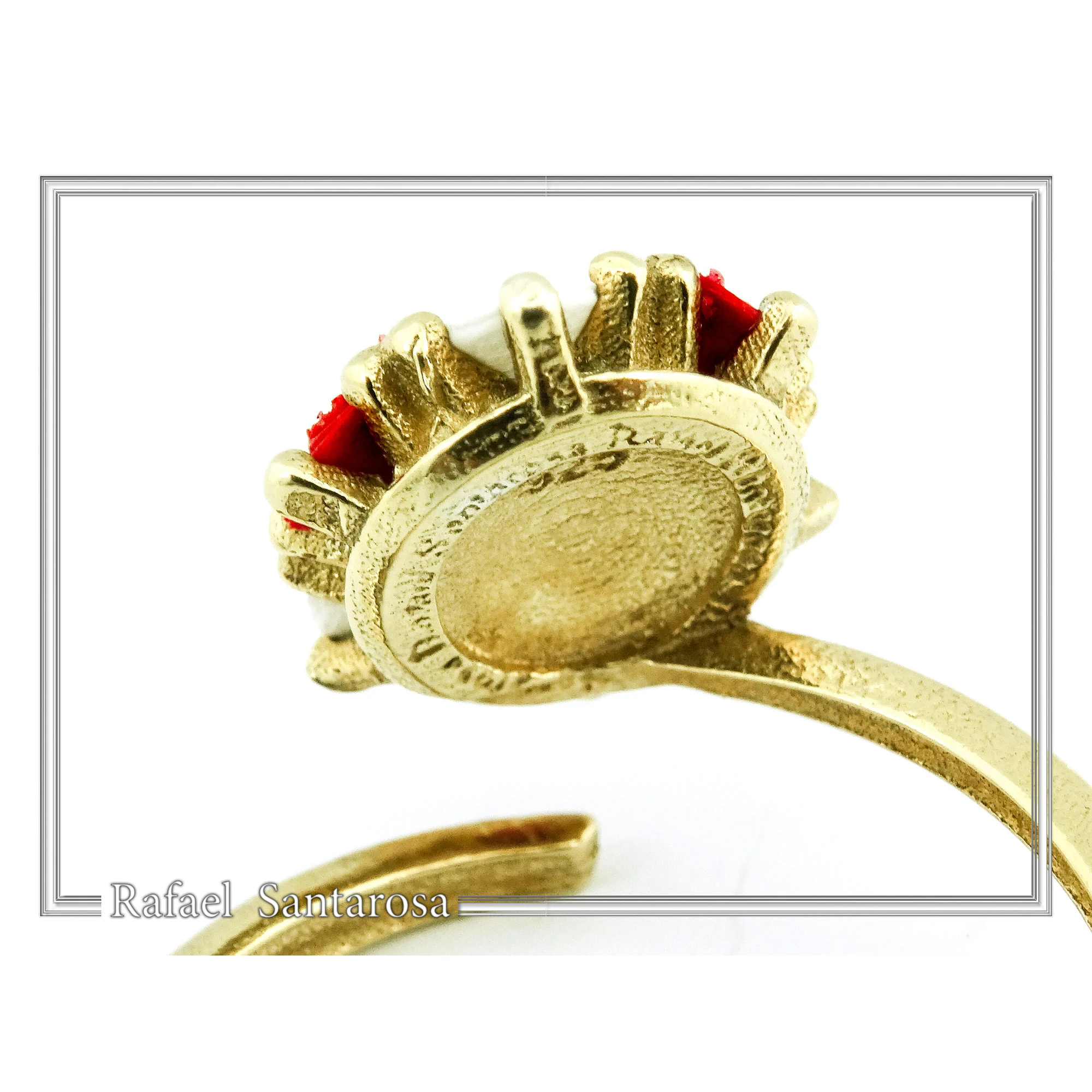 Red & White Roses Alabaster Gems Bouquet Adjustable Floral Statement Ring: 18k Gold Filled Silver — additional product image 7 from Rafael Santarosa Fine Jewelry
