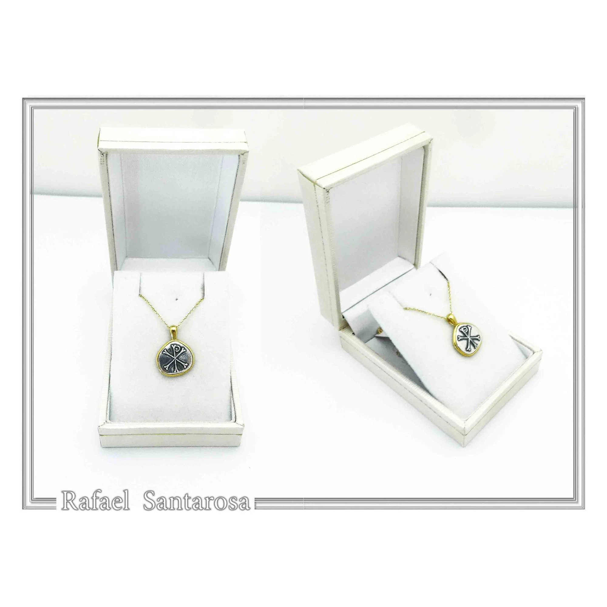 Chi Ro Jesus Name Christogram Pendant: Oxidized Sterling Silver Charm on Gold-Filled Base — additional product image 9 from Rafael Santarosa Fine Jewelry