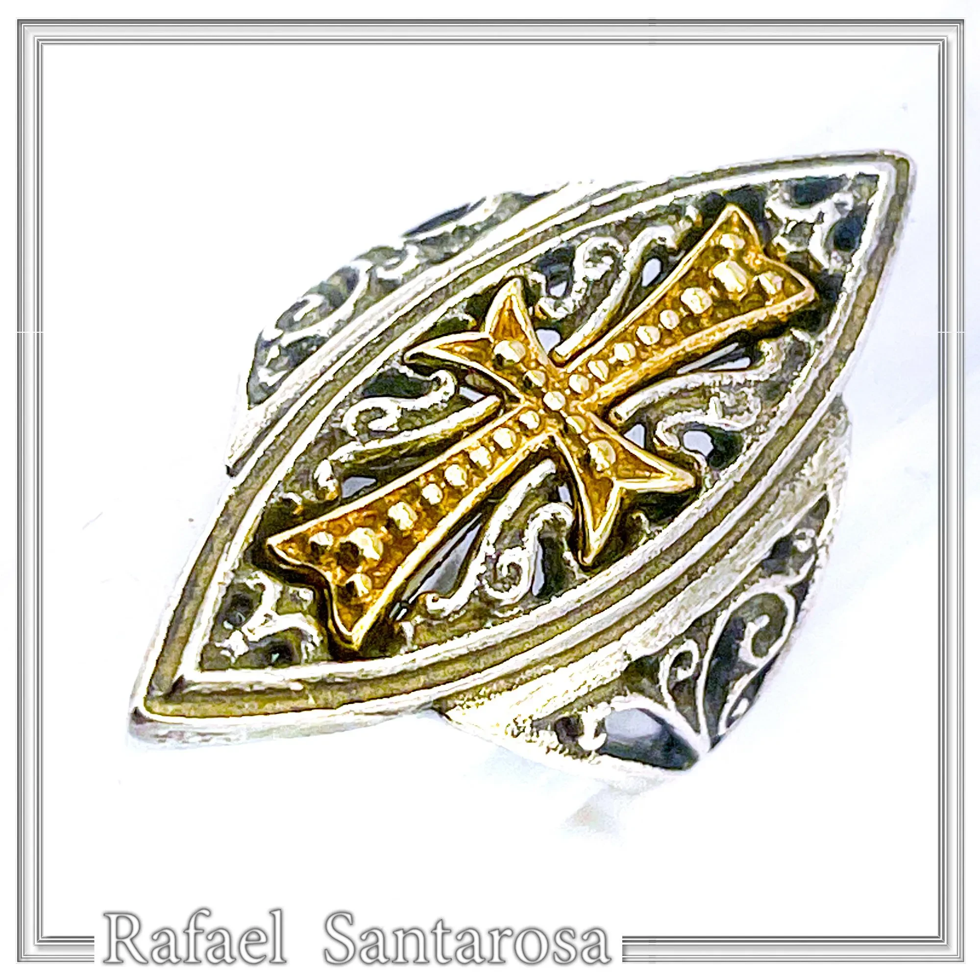 Medieval St John Knights Maltese Cross Ring: Oxidized & 18K Gold-Filled Sterling Silver Ring