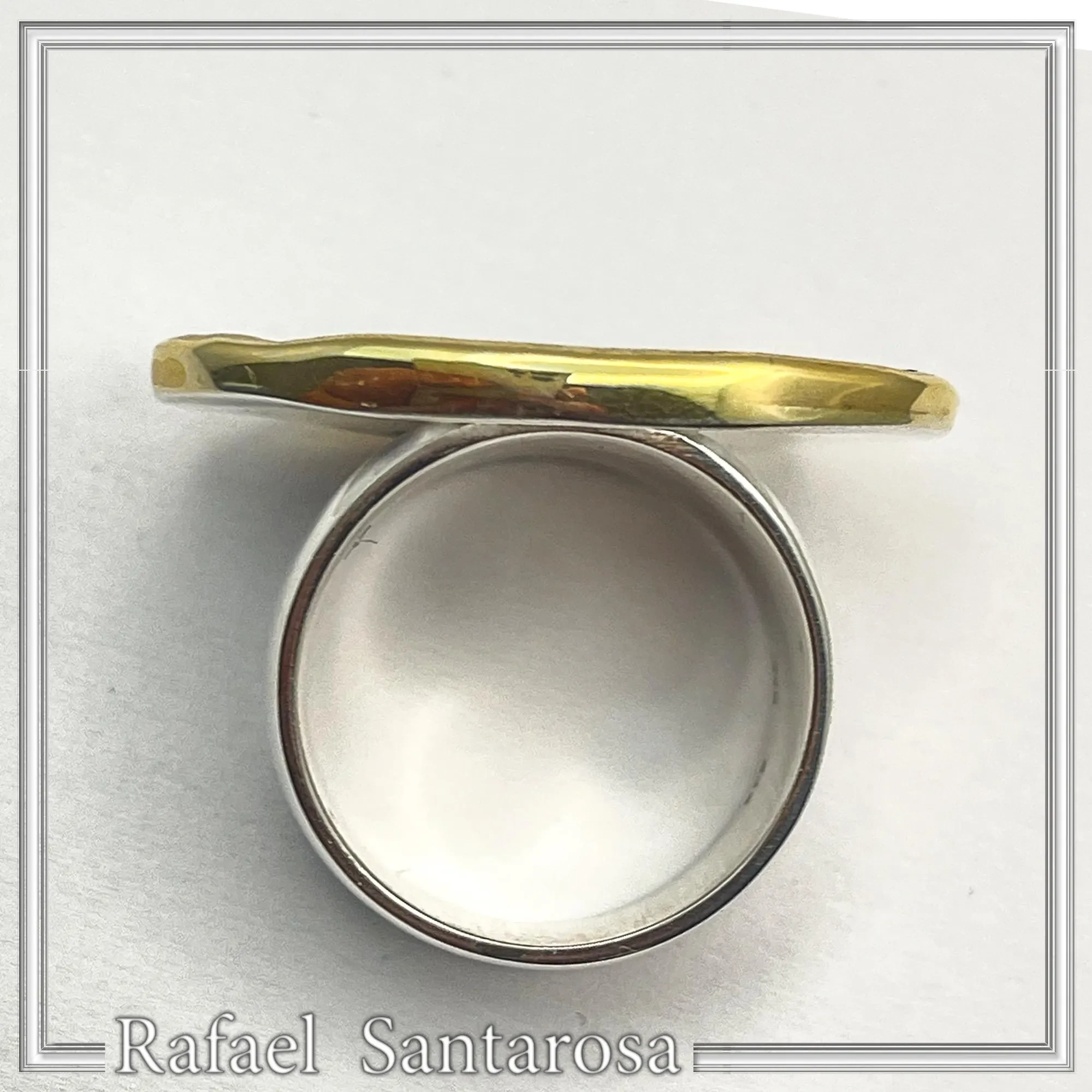 Minoan Sacred Scene Ring, Oxidised Copper, 14K Gold Bezel, Sterling Silver Band — additional product image 7 from Rafael Santarosa Fine Jewelry