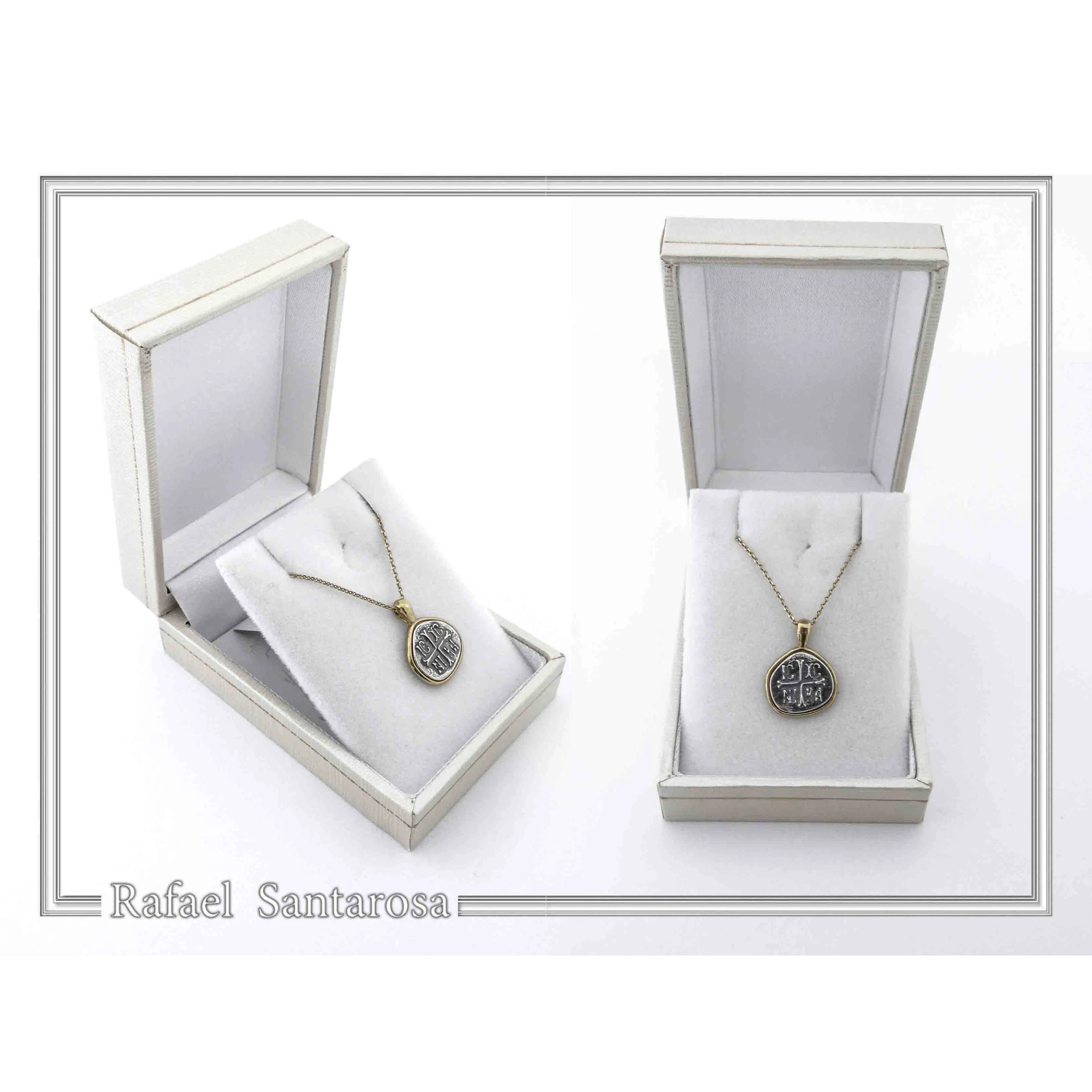 Protection cross coin Jesus Christ Wins necklace Christogram talisman Constantinato pendant oxidized sterling silver. — additional product image 9 from Rafael Santarosa Fine...