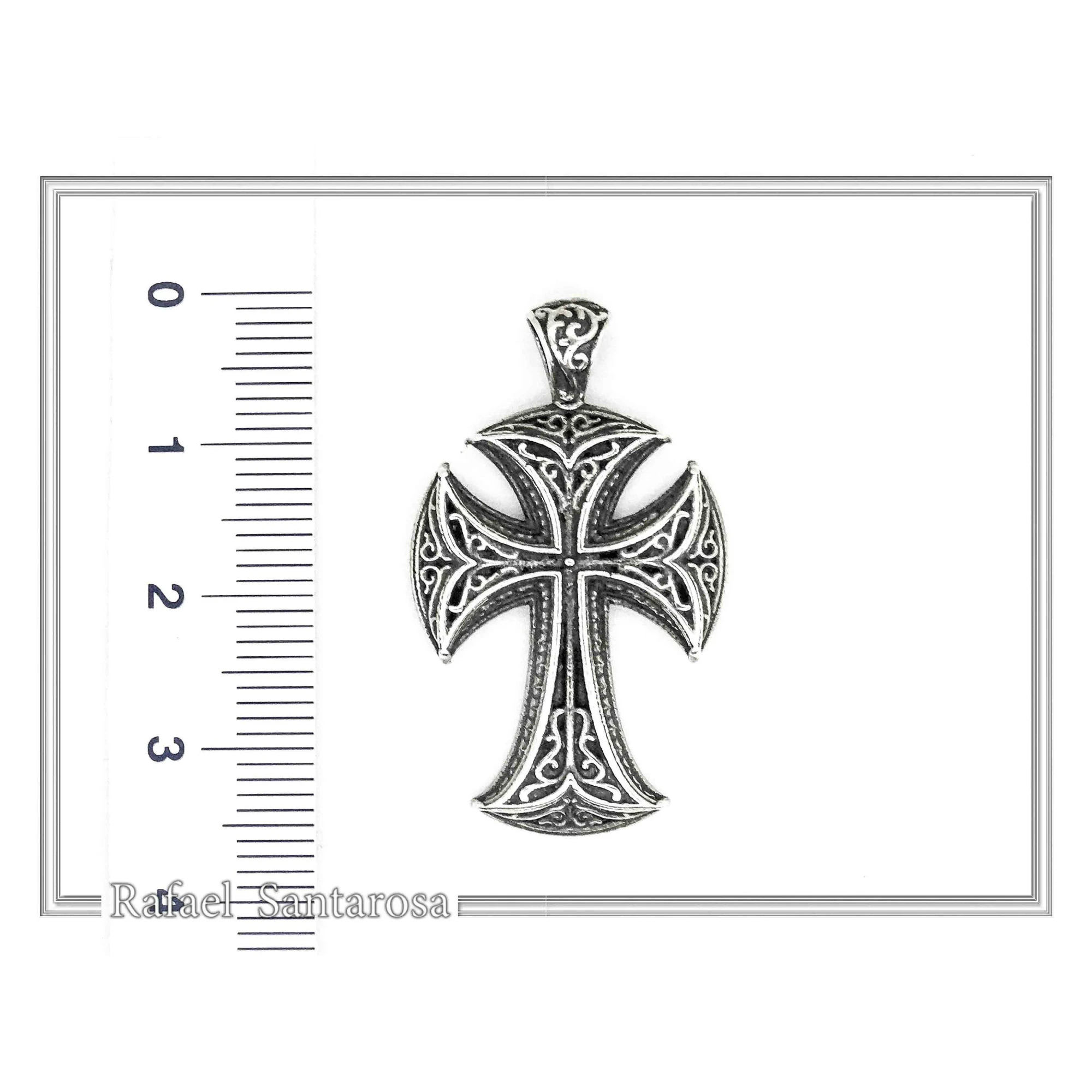 Byzantine Greek Orthodox Religious Cross Pendant: Sterling Silver Oxidized or 18K Gold Filled — additional product image 8 from Rafael Santarosa Fine Jewelry